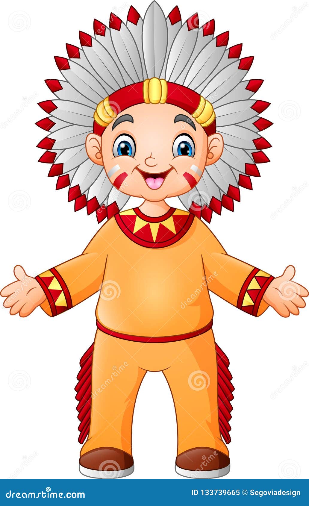 Cartoon Boy Native American Indian with Traditional Costume Stock Vector -  Illustration of holiday, culture: 133739665