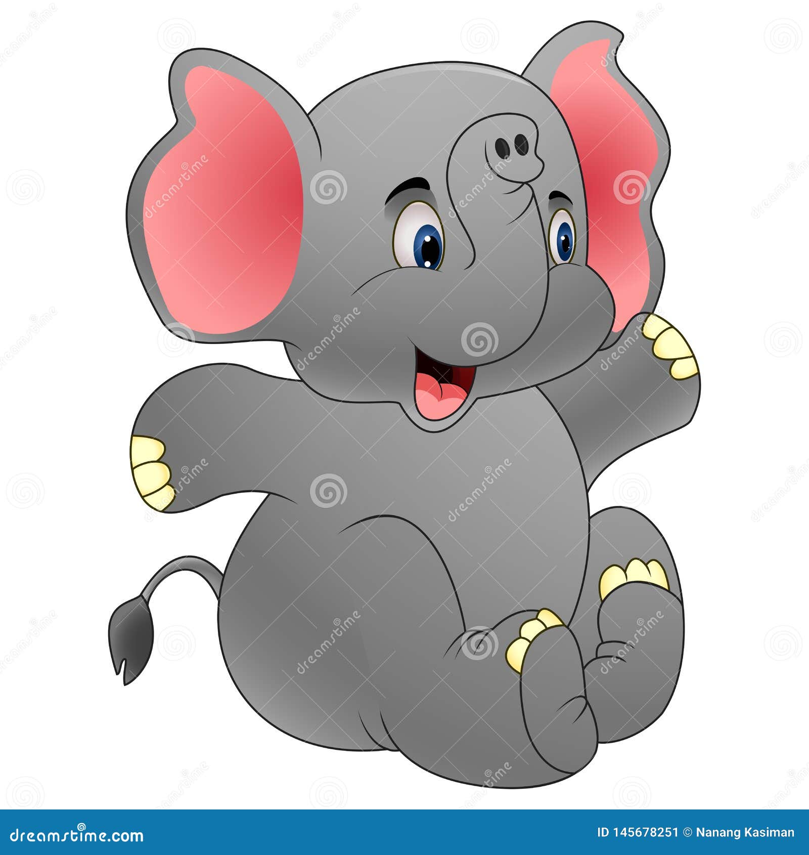 Download Cartoon Cute Baby Elephant Sitting Stock Vector ...