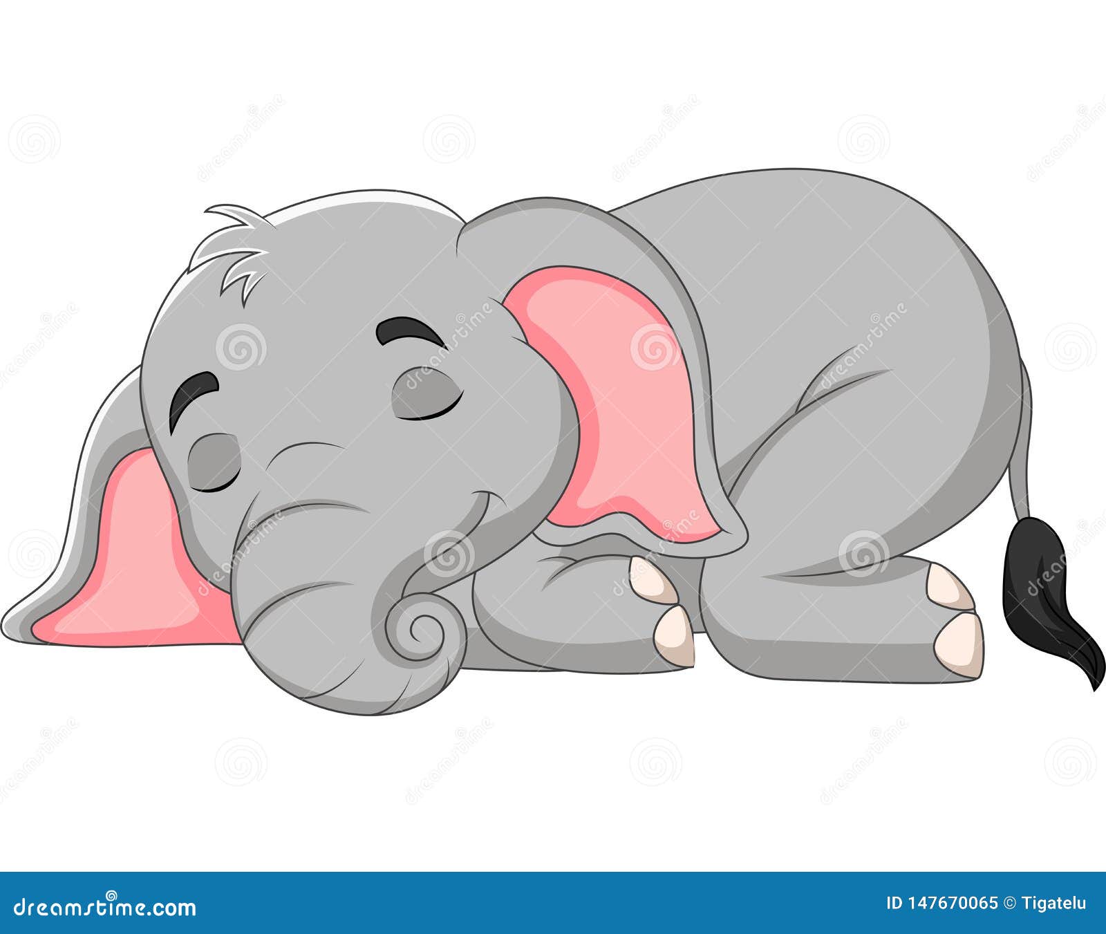 Cartoon Elephant Sleeping on White Background Stock Vector - Illustration  of funny, africa: 147670065