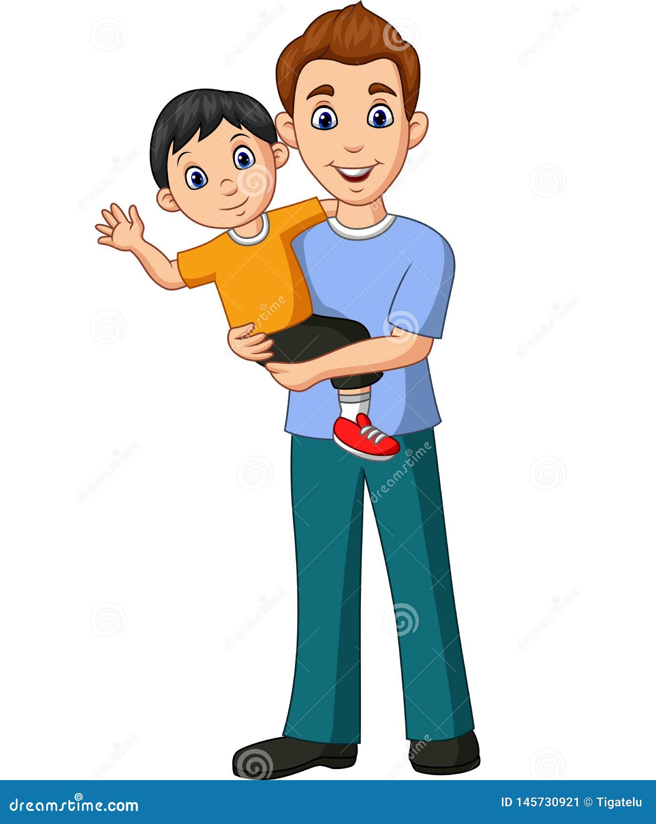 Cartoon Father Carrying a Son in His Arms Stock Vector - Illustration of  affection, little: 145730921