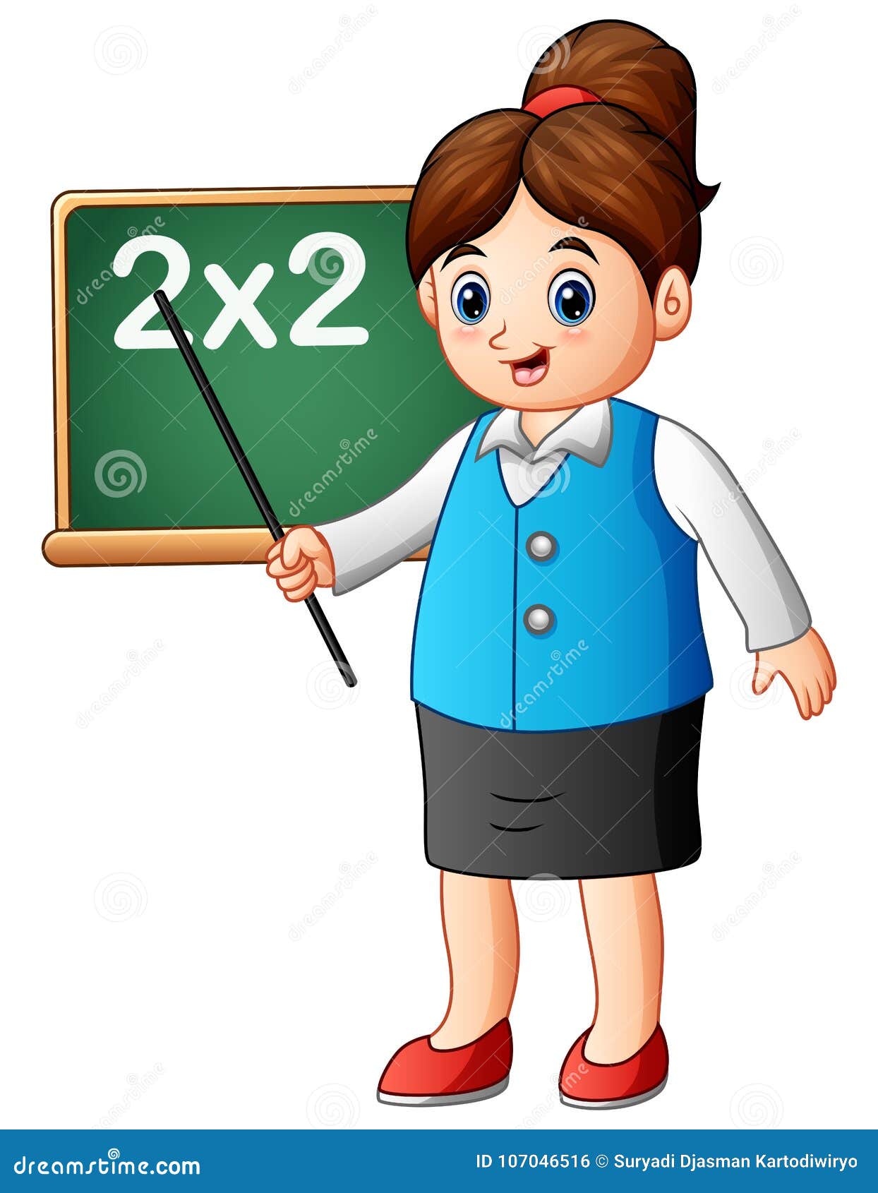 Cartoon Female Teacher Pointing on Blackboard the Lesson of Mathematics  Stock Vector - Illustration of lesson, back: 107046516