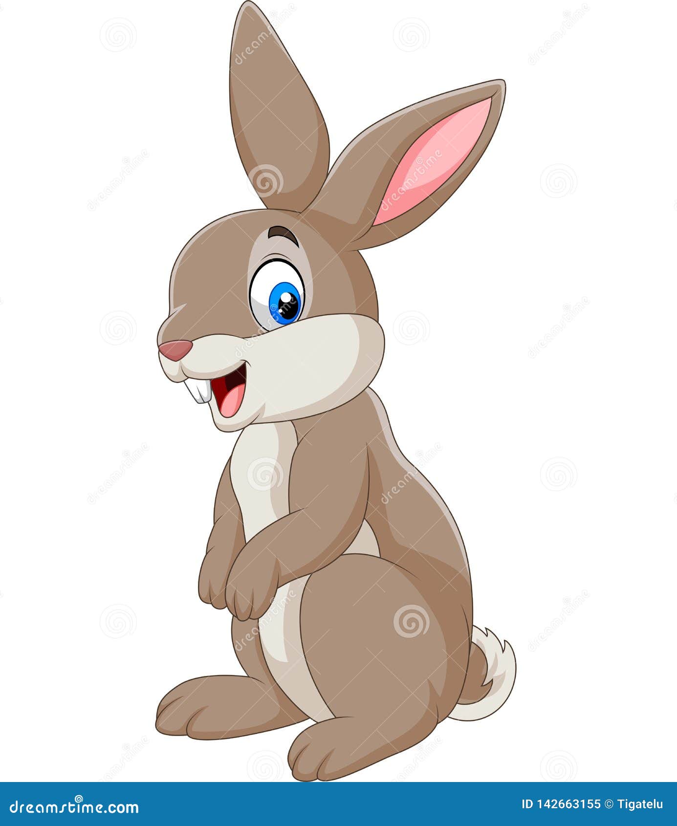 Cartoon Happy Rabbit Isolated on White Background Stock Vector ...