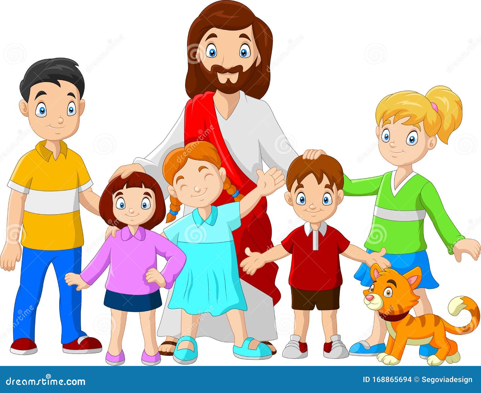Cartoon Jesus Christus with Children Stock Vector - Illustration of ...