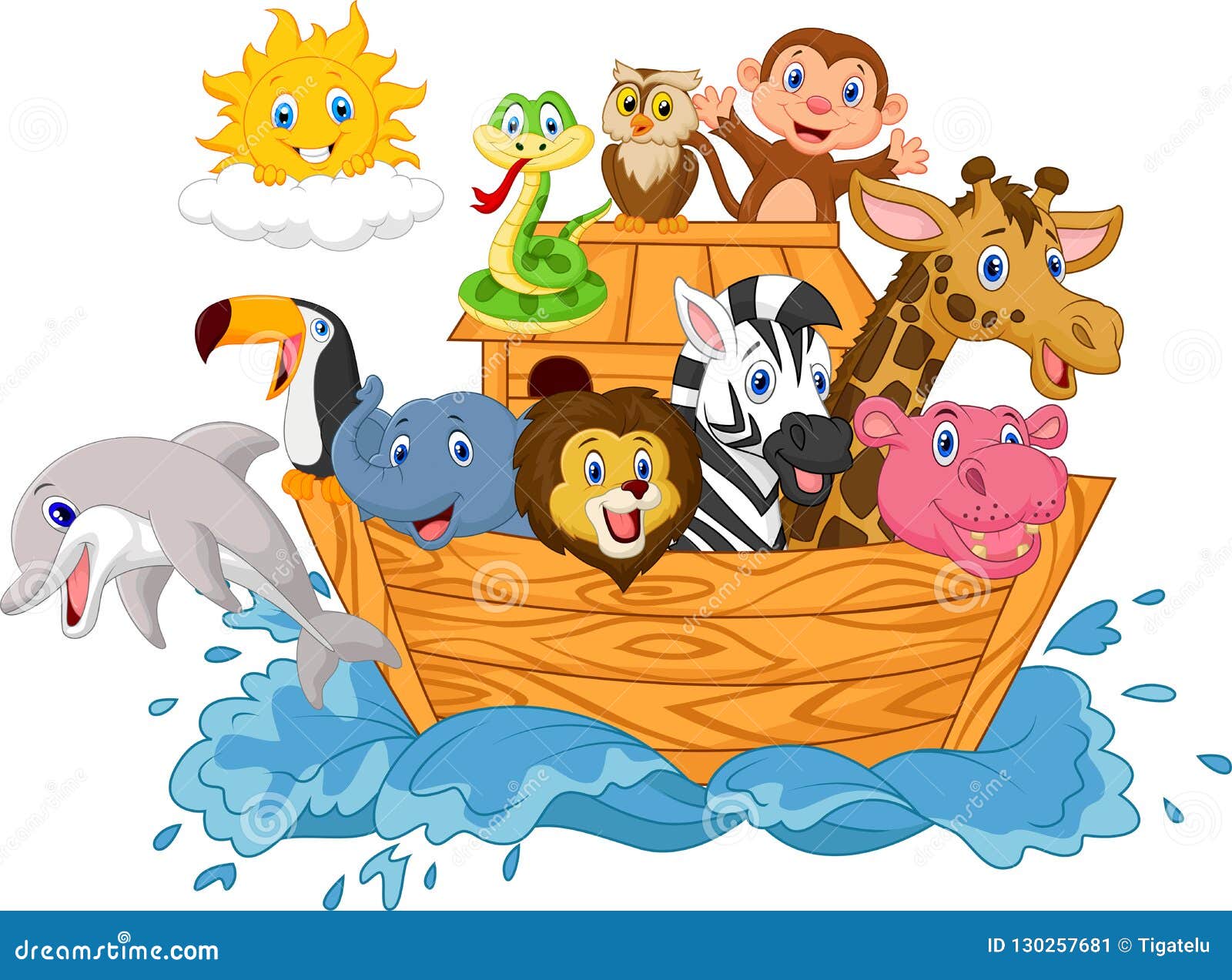 Cartoon Noah`s Ark Isolated on White Background Stock Vector ...