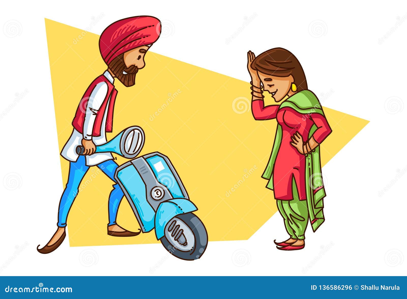 Illustration of Cartoon Punjabi Couple Stock Vector - Illustration of  happy, male: 136586296