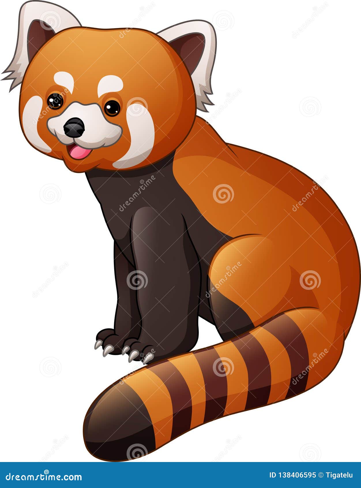 Cartoon Red Panda Isolated On White Background Stock Vector