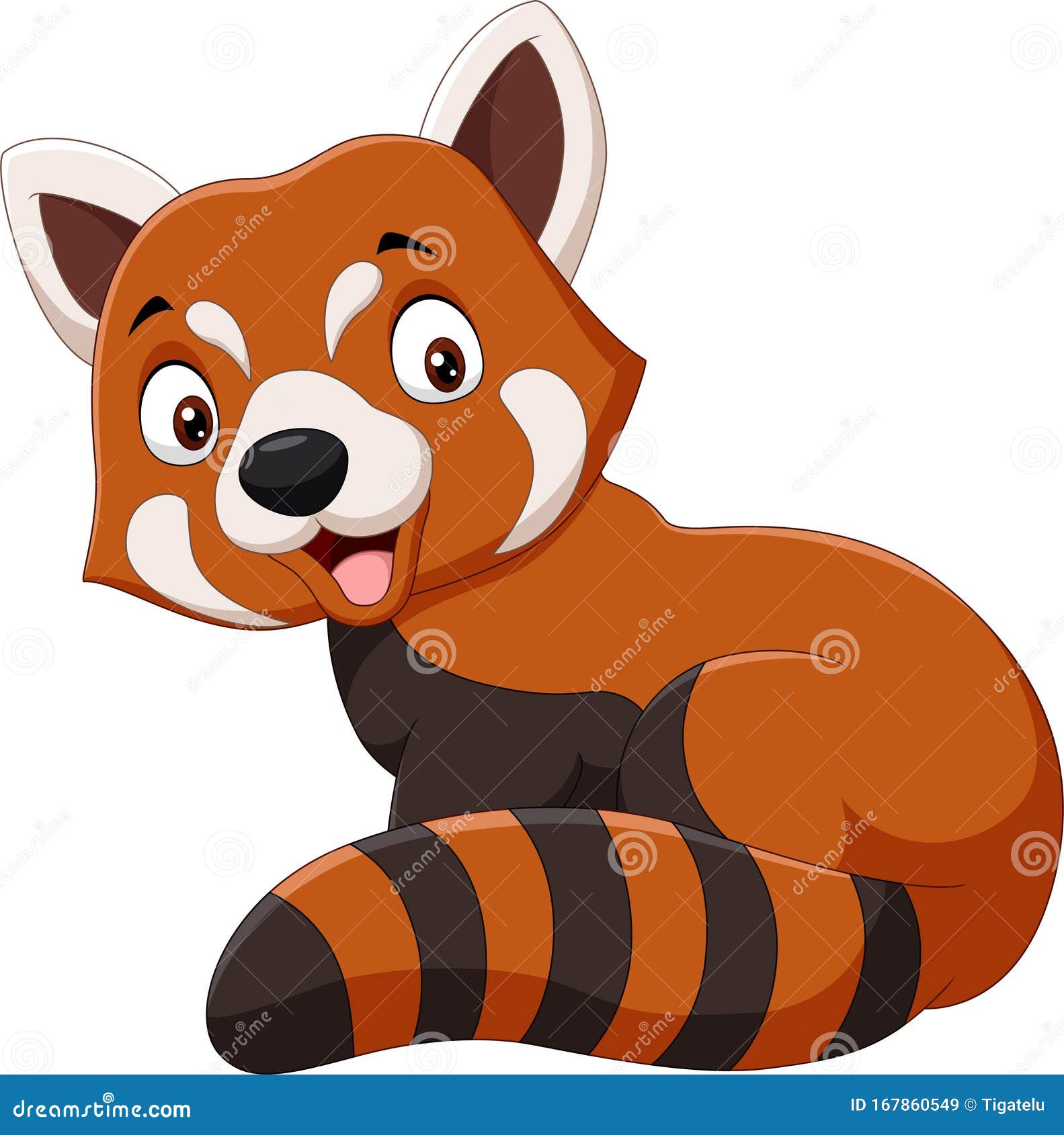 Cartoon Smiling Red Panda On White Background Stock Vector