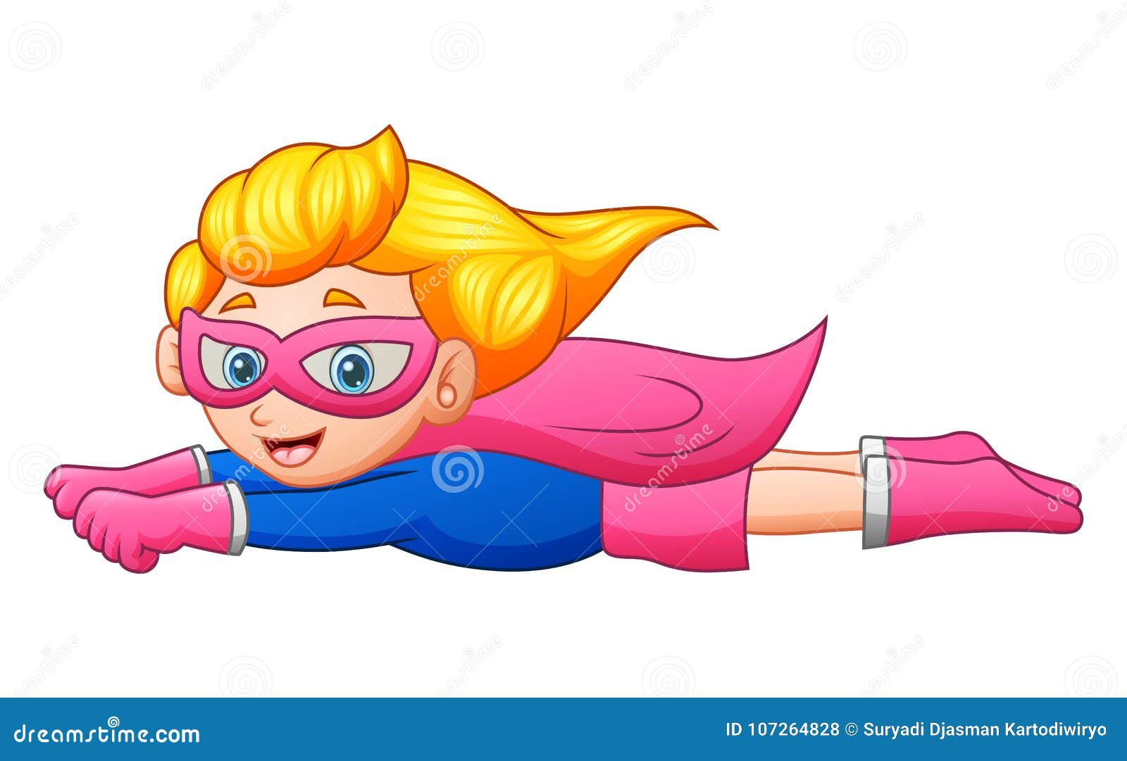 Cartoon Superhero Girl Flying Stock Vector - Illustration of humor, happy:  107264828