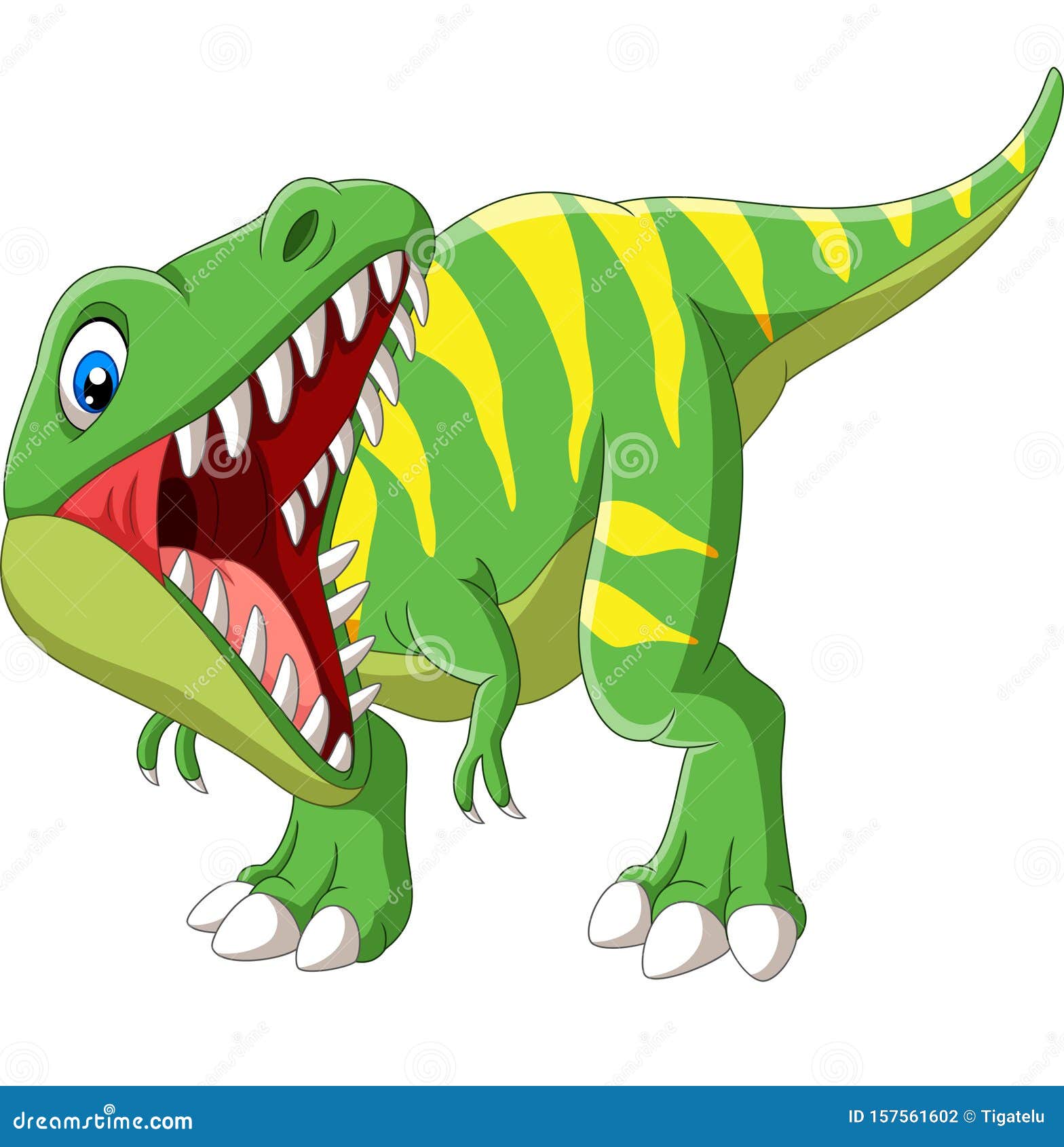 Cartoon Tyrannosaurus Rex Roaring on White Background Stock Vector