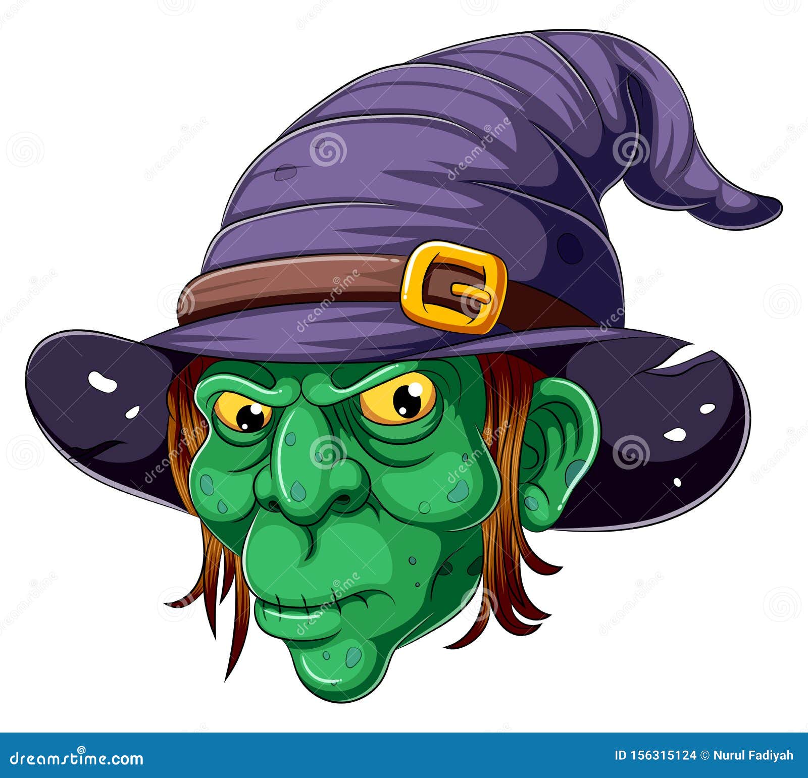 Cartoon Witch Face on White Background Stock Vector - Illustration of