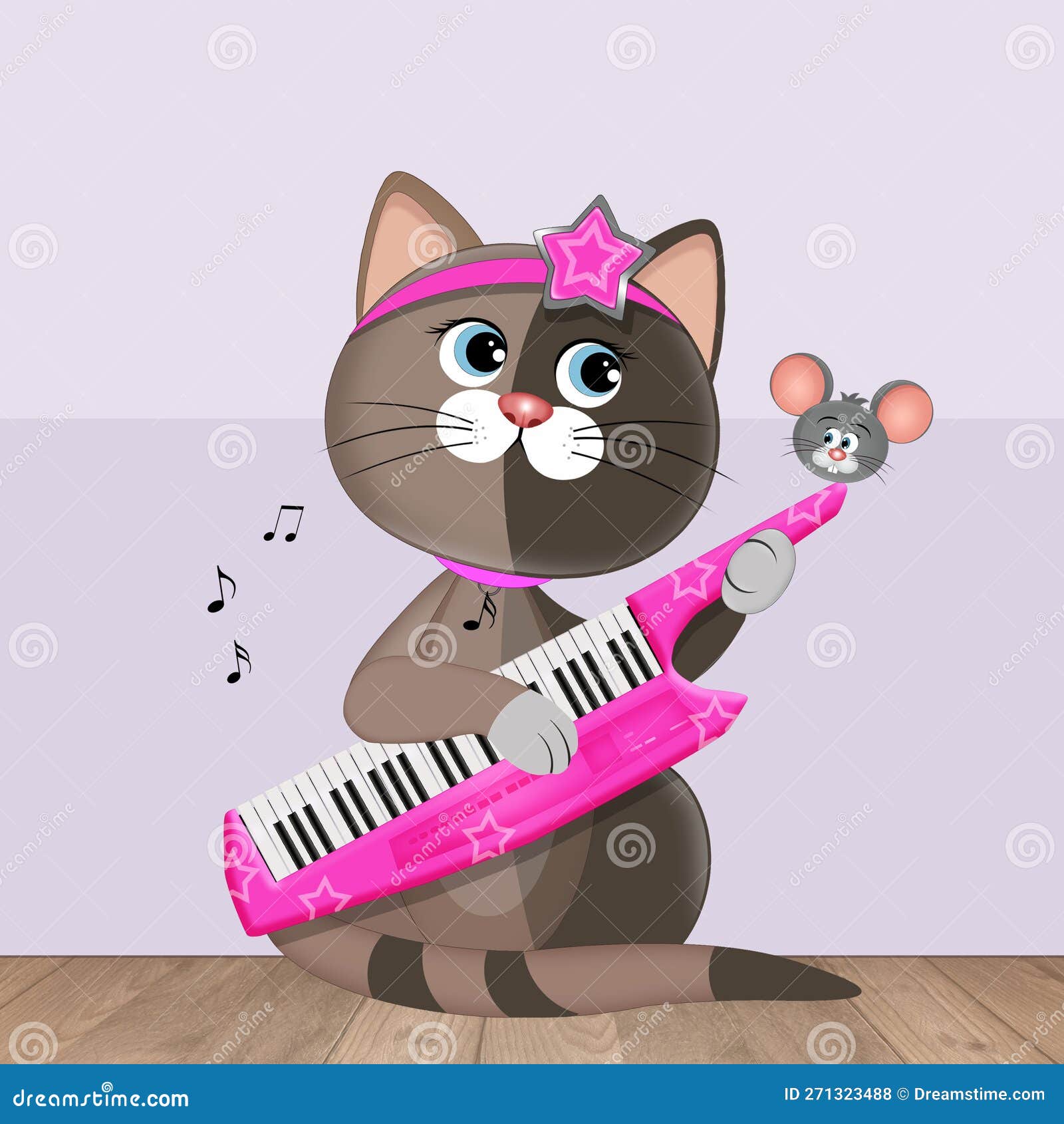 Illustration of Cat Playing the Piano Stock Illustration Illustration