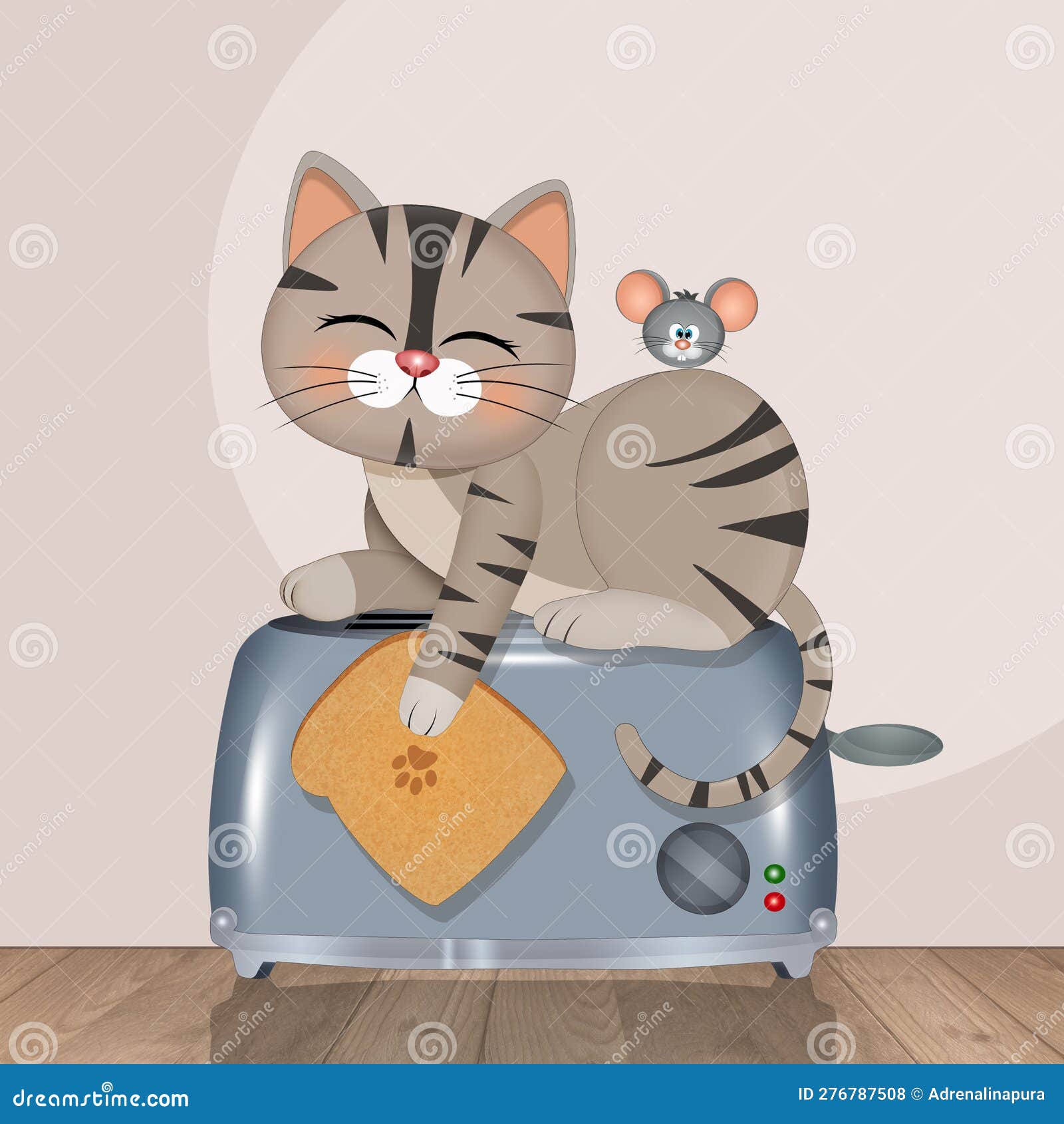 Illustration of Cat on Toaster Stock Illustration Illustration of
