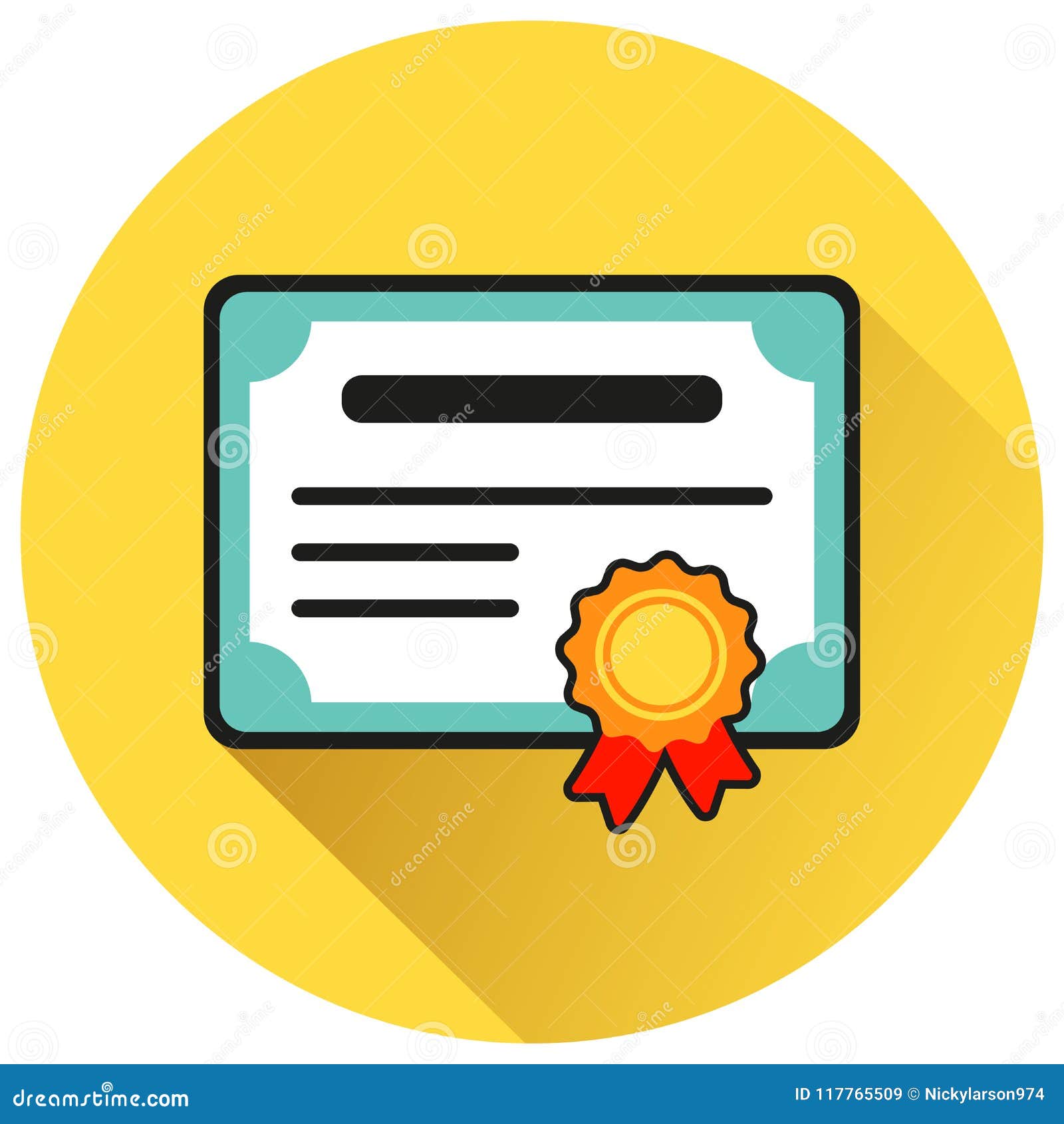 Certificate Circle Yellow Flat Icon Stock Vector - Illustration of ...