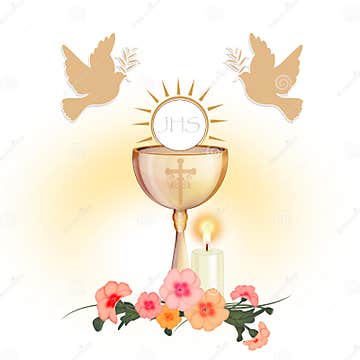 Chalice and Dove Background Baptism and Communion Stock Illustration ...