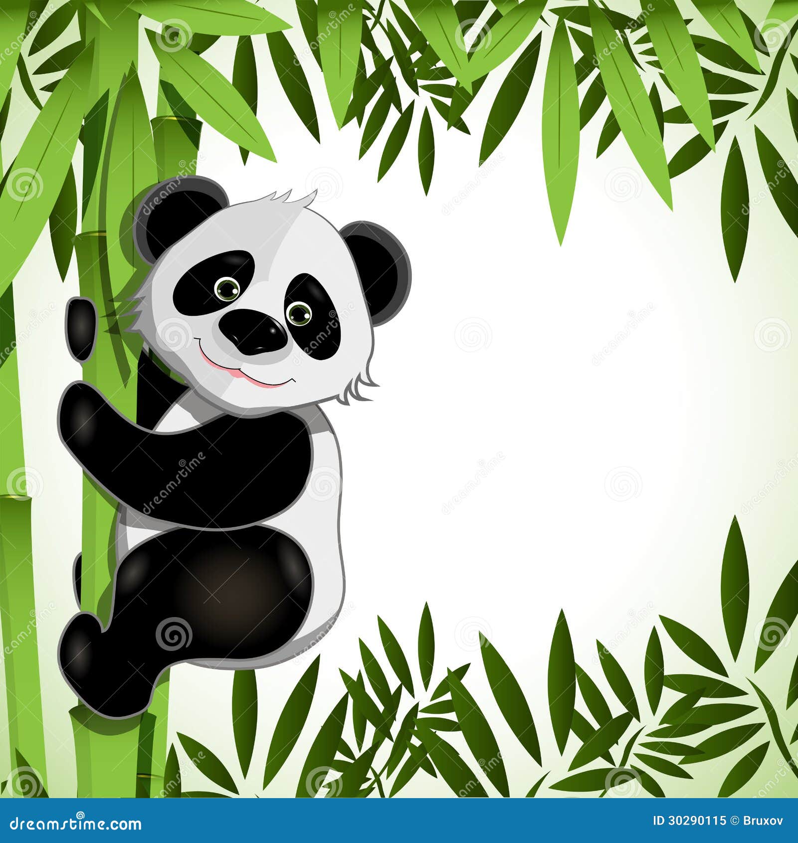 Cheerful panda on bamboo stock vector. Illustration of jolly - 30290115
