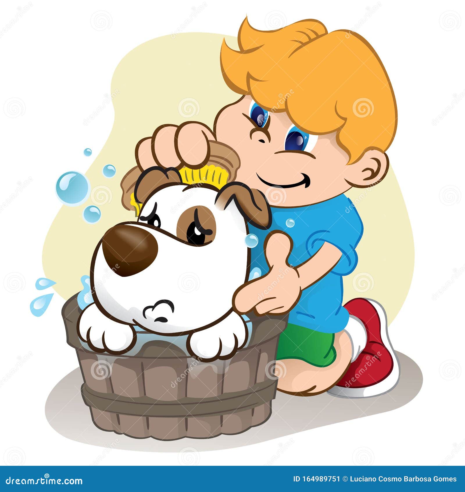 Illustration of a Child Bathing in a Dog Stock Vector Illustration of