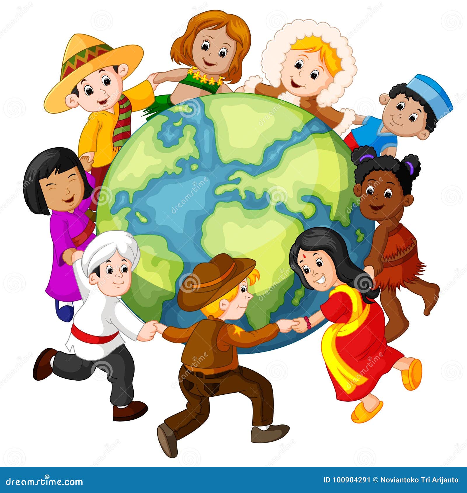 children holding hands around the world