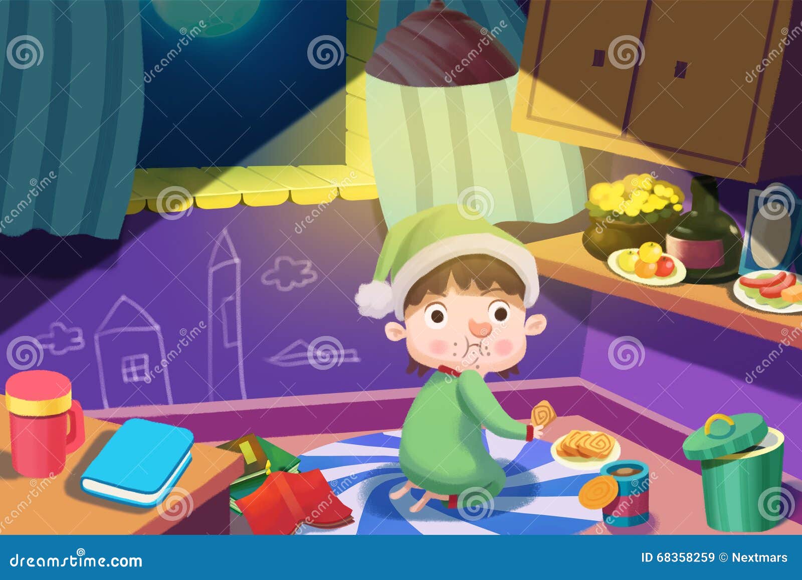  for children: hungry boy gets up to steals some food at night, but was caught in the act!