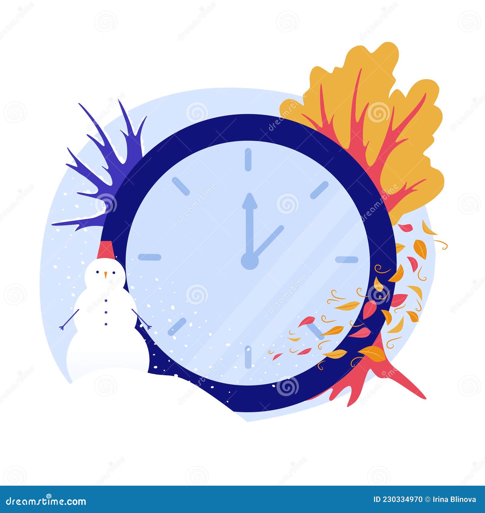 Illustration Clock Time Winter Summer Clock Pole Spring Autumn Stock