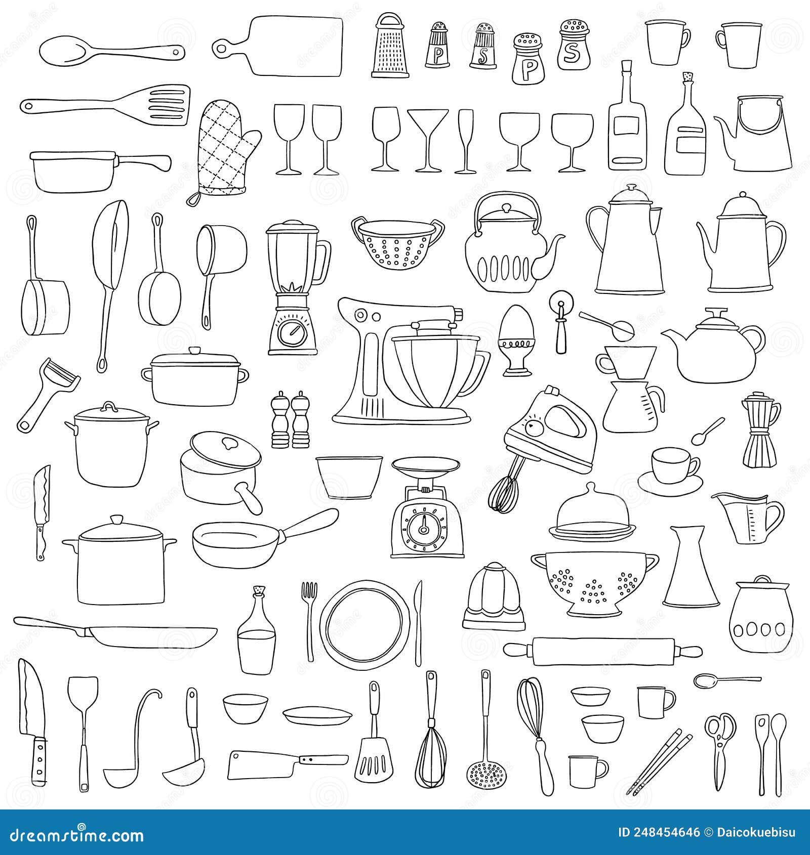 Illustration Collection of Tools Used in the Kitchen, Stock Vector