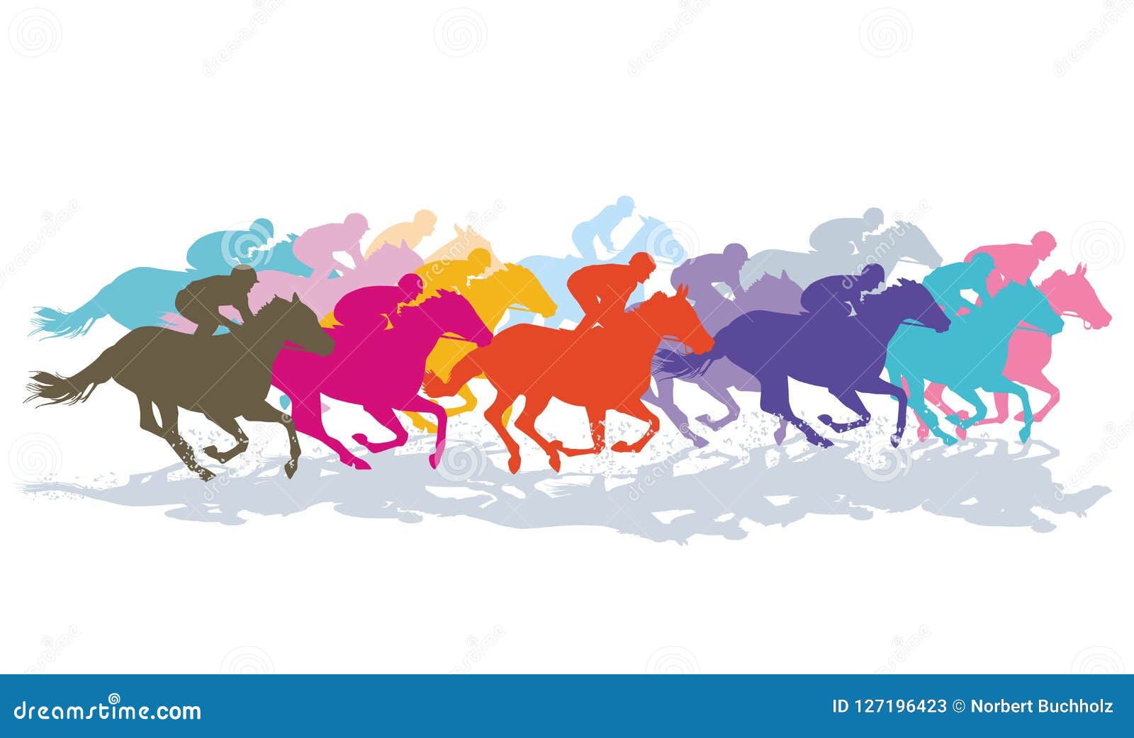colourful galloping horses