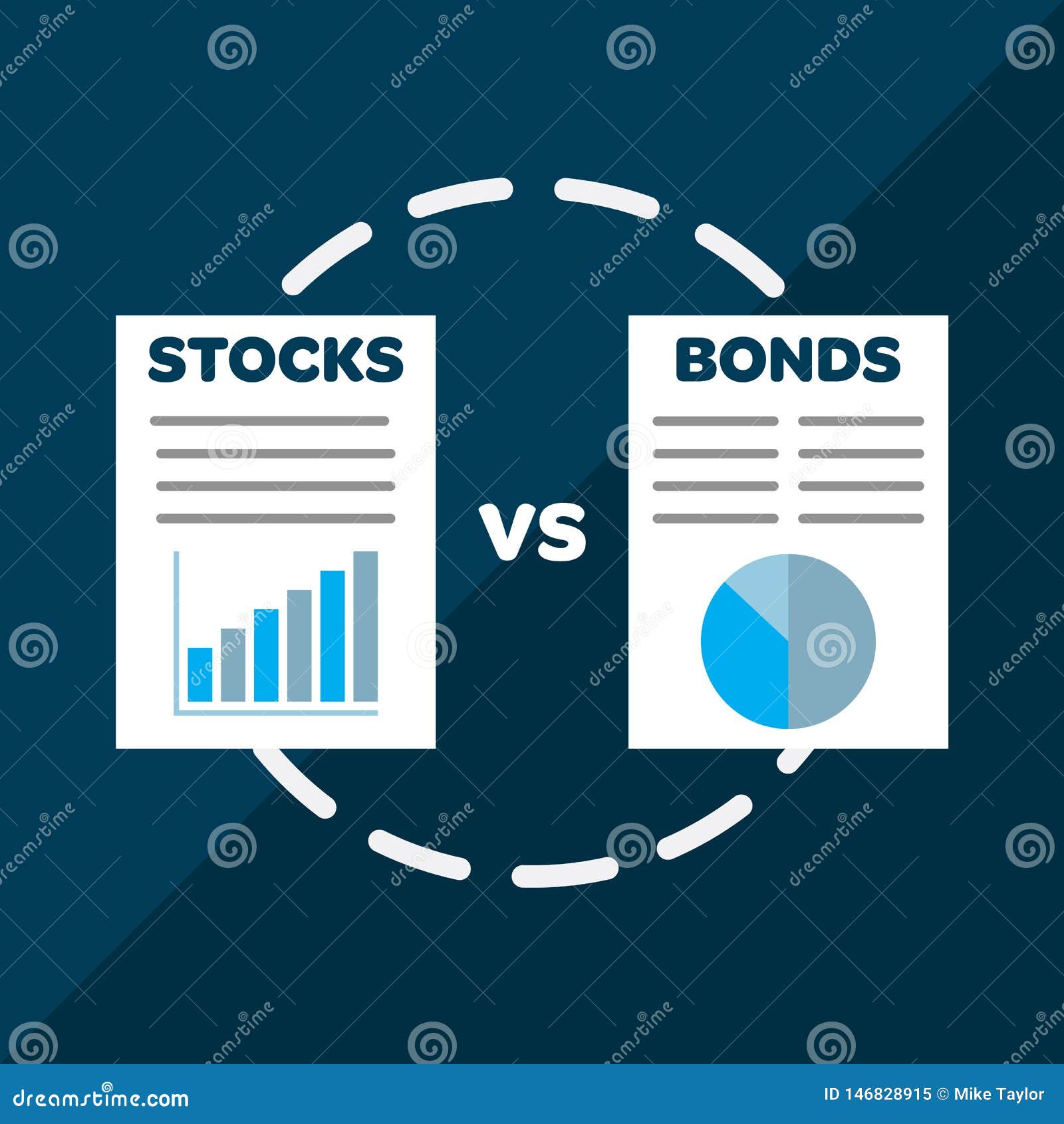 Stocks V Bonds Vector stock vector. Illustration of chart 146828915