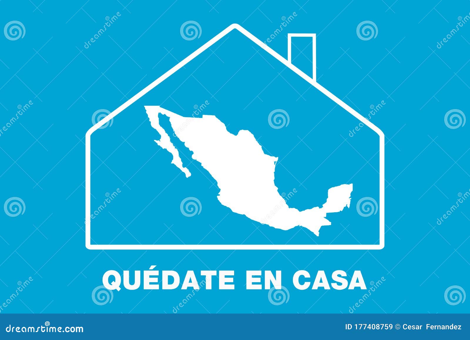  in concept of quarantine in all mexico to avoid covid-19 or coronavirus. with the phrase in spanish quedate en casa