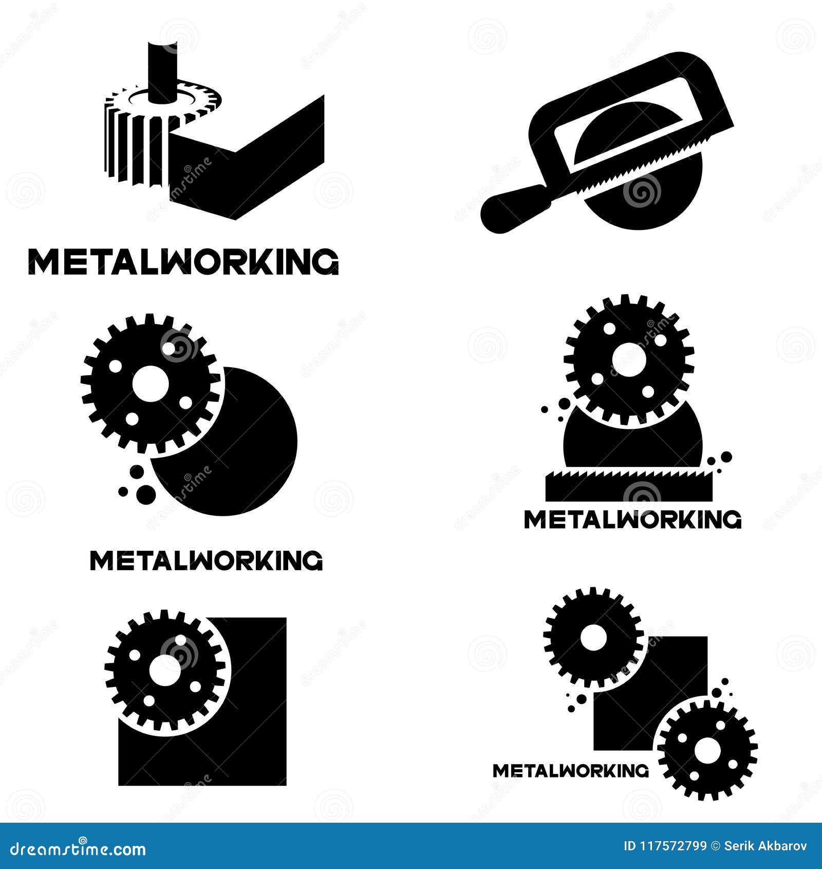 Processing Milling, Turning And Drilling Machines Vector Illustration