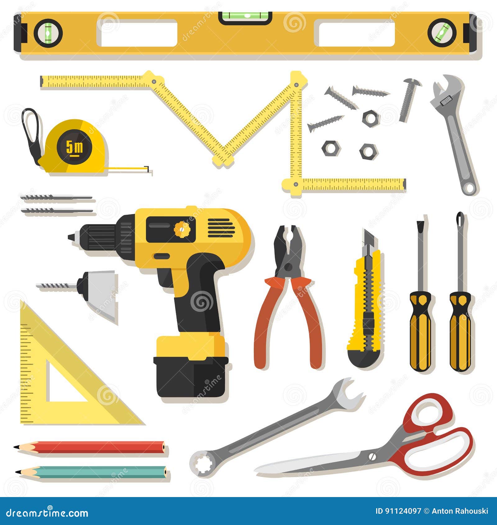 Illustration Construction Tools Diy, Flat Design Stock Illustration