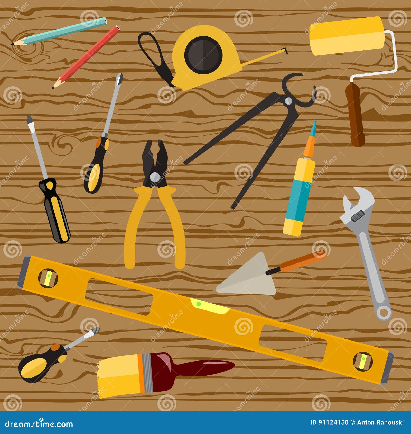 Illustration Construction Tools Diy, Flat Design Stock Illustration