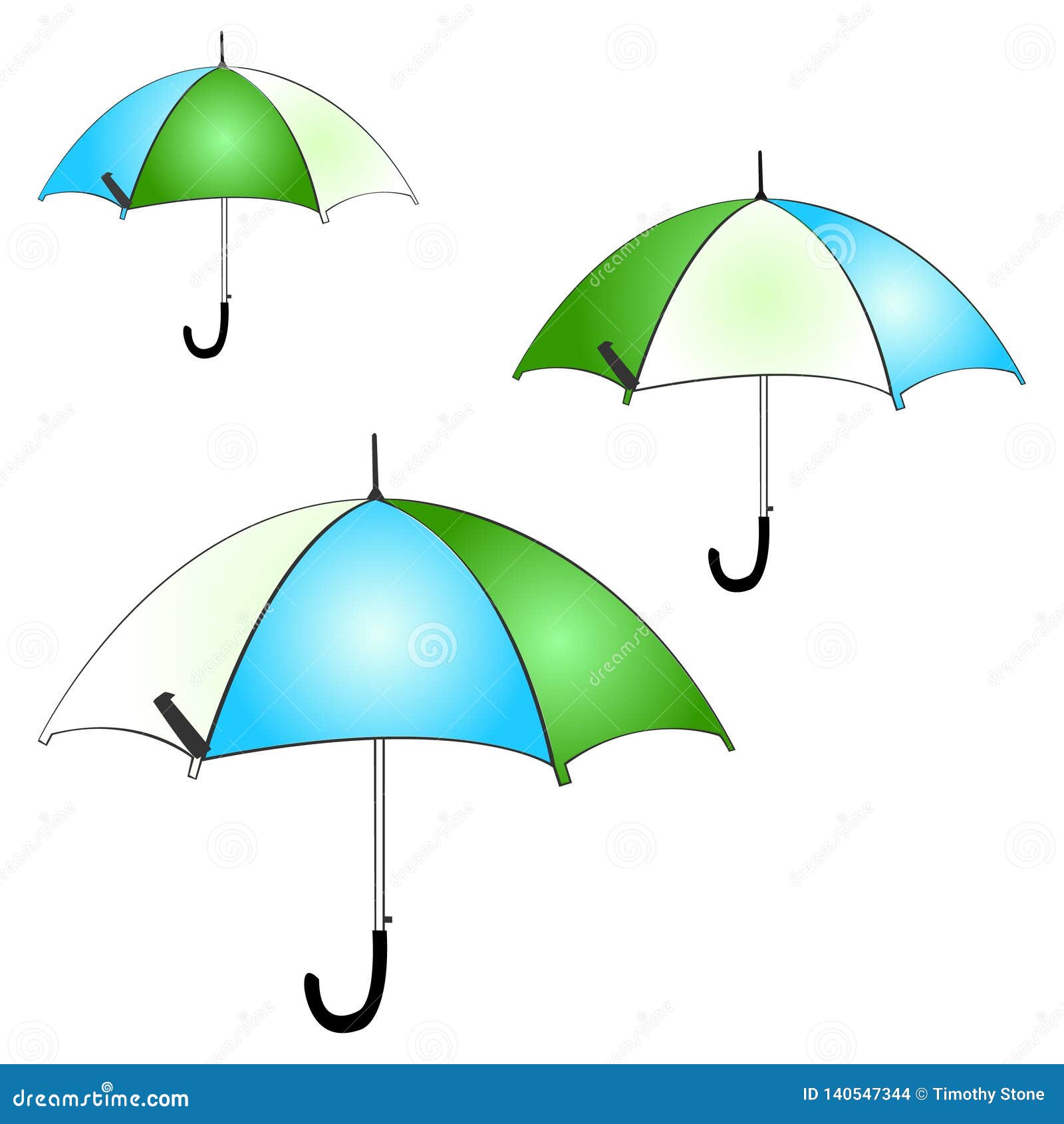 Vector Set of Blue, White and Green Umbrellas Stock Vector Illustration of icon, object 140547344