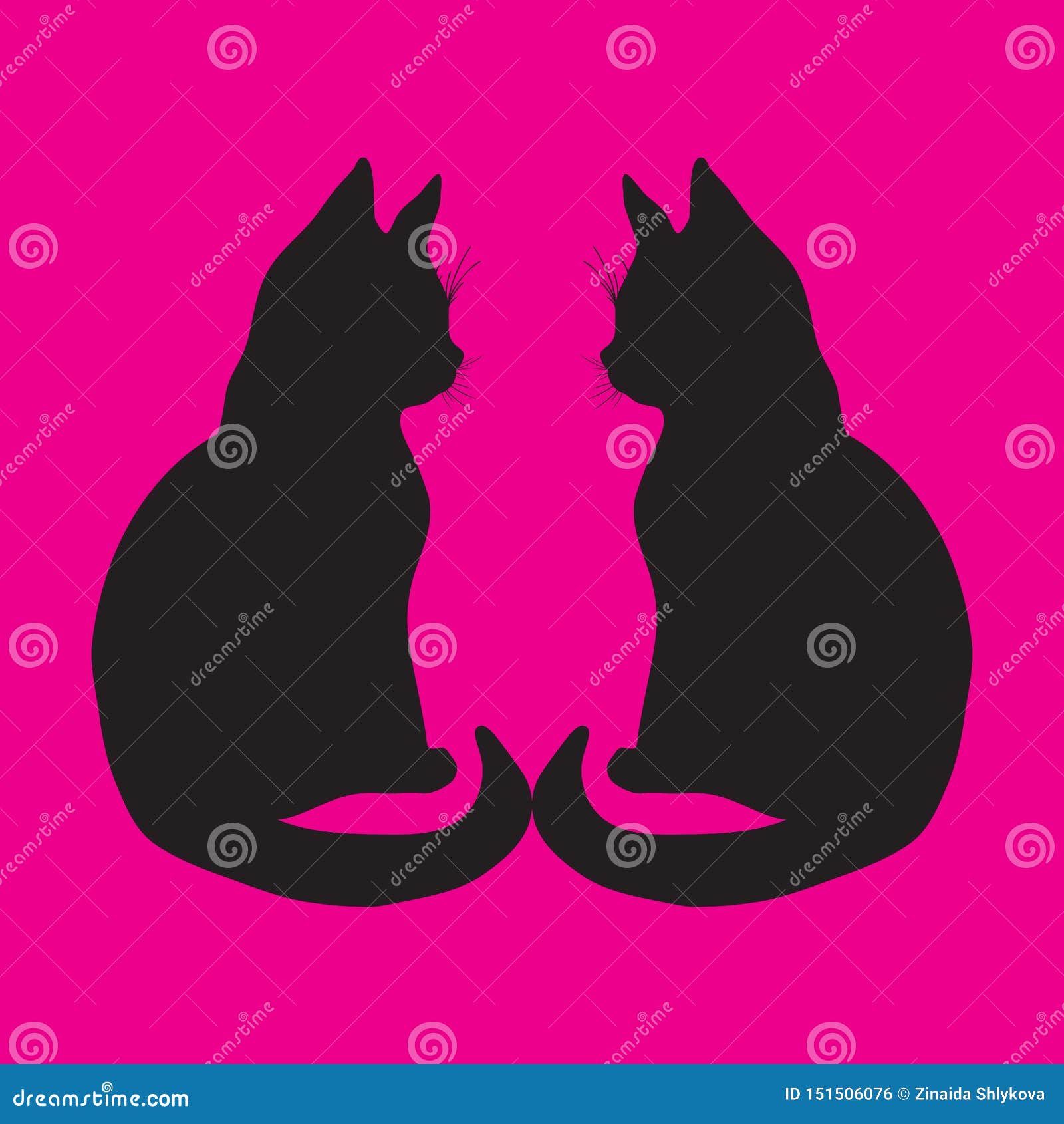 two cats facing each other vector illustration on white background