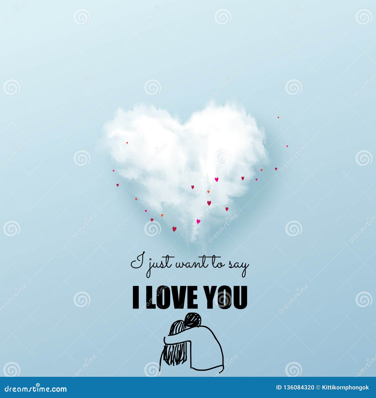 Illustration of Couple with 3d Heart Cloud. Love Concept, Valentine`s Day  Background. Vector Illustration Stock Vector - Illustration of hearts,  glow: 136084320