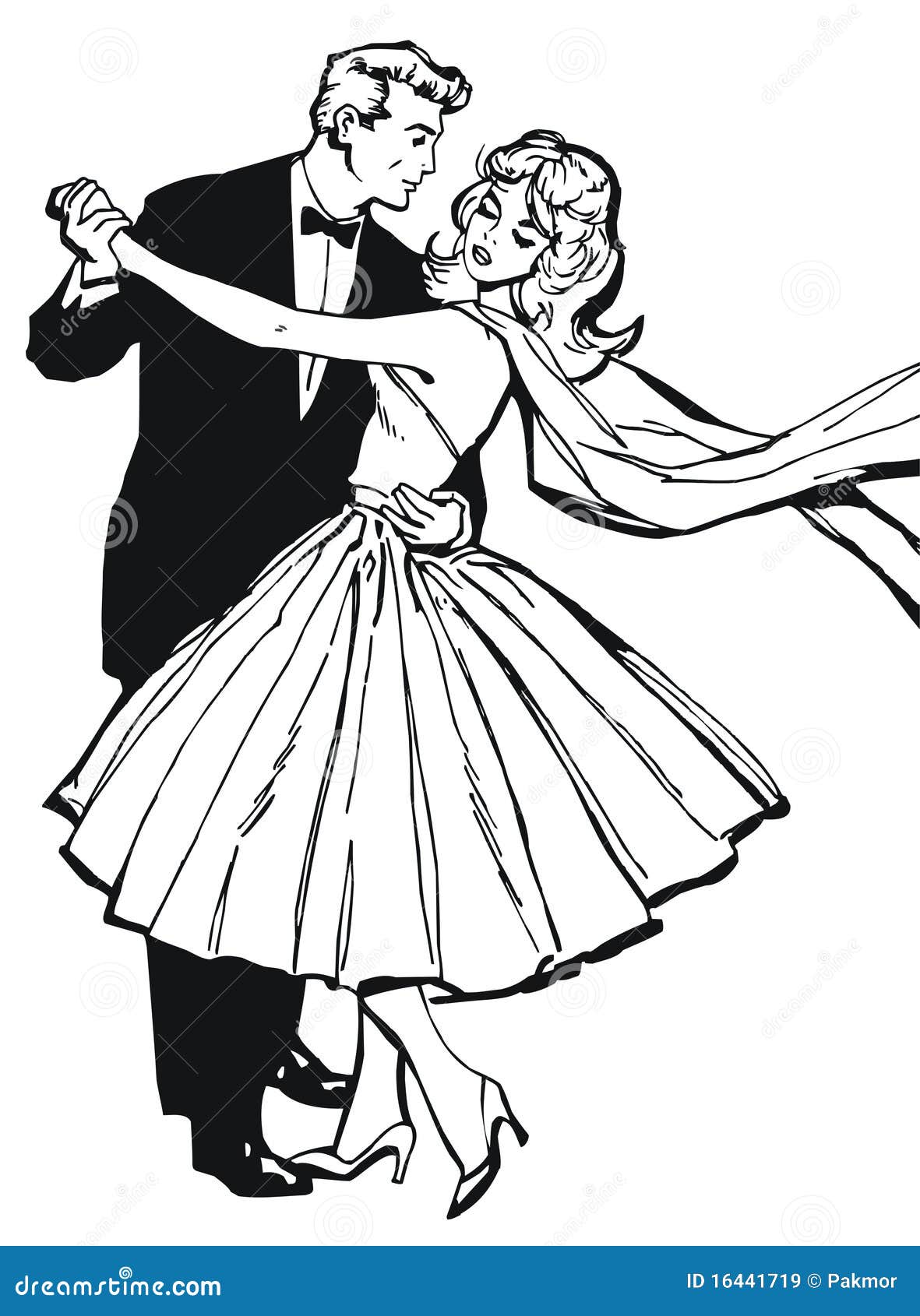 Illustration of a Couple Dancing, Stock Illustration - Illustration of ...