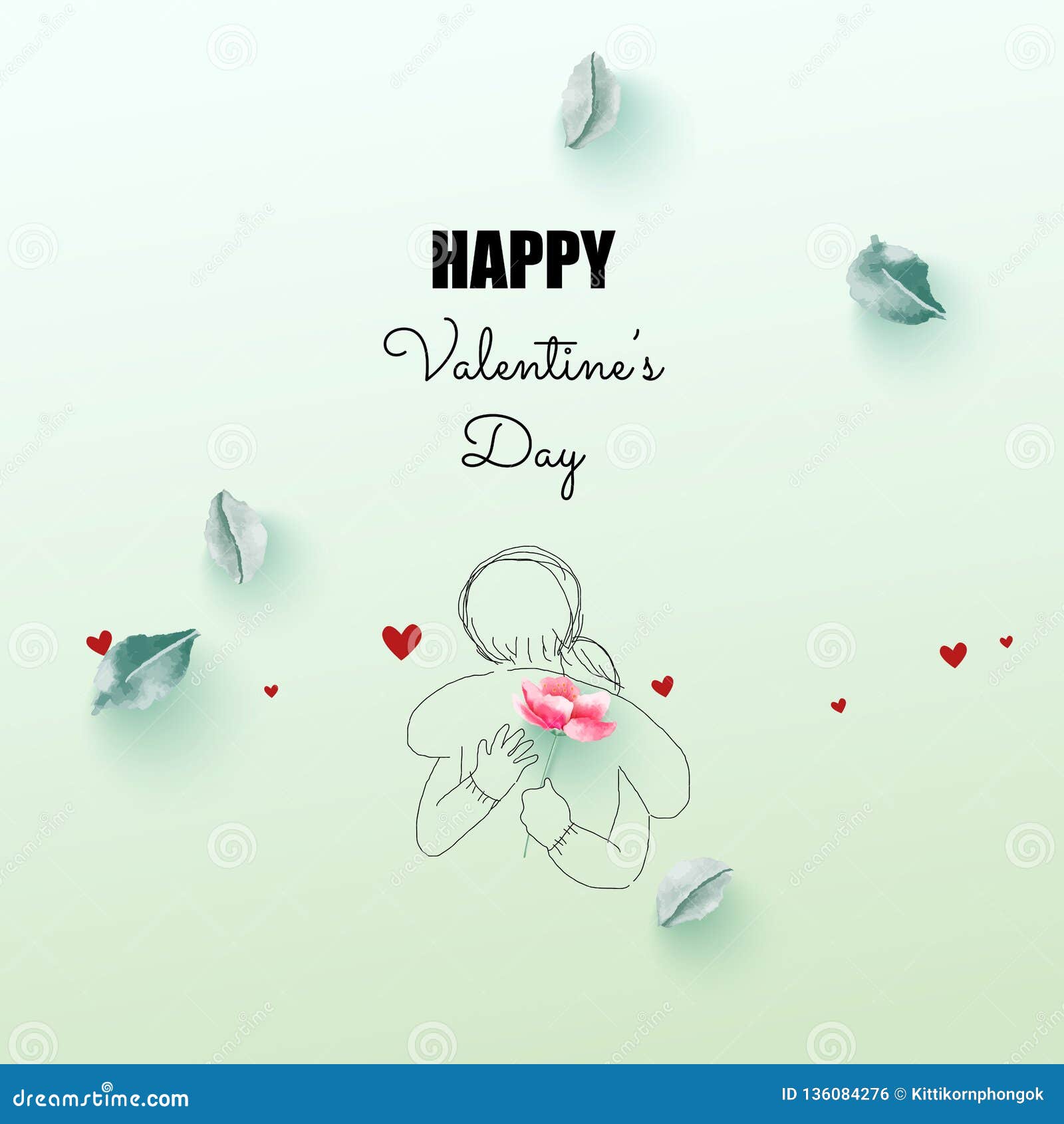 Illustration of Couple Hugging with 3d Flower. Love Concept, Valentine`s  Day Background. Vector Illustration Stock Vector - Illustration of  beautiful, nature: 136084276