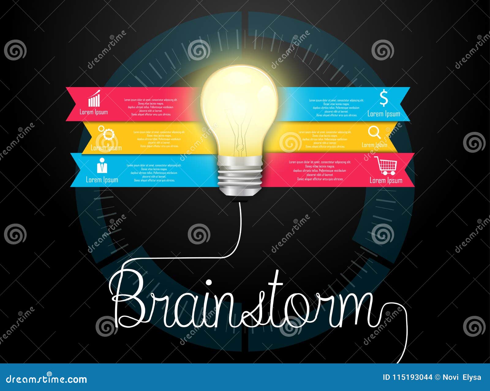 Creative Brainstorm Concept and Light Bulb Info Graphic Template Stock
