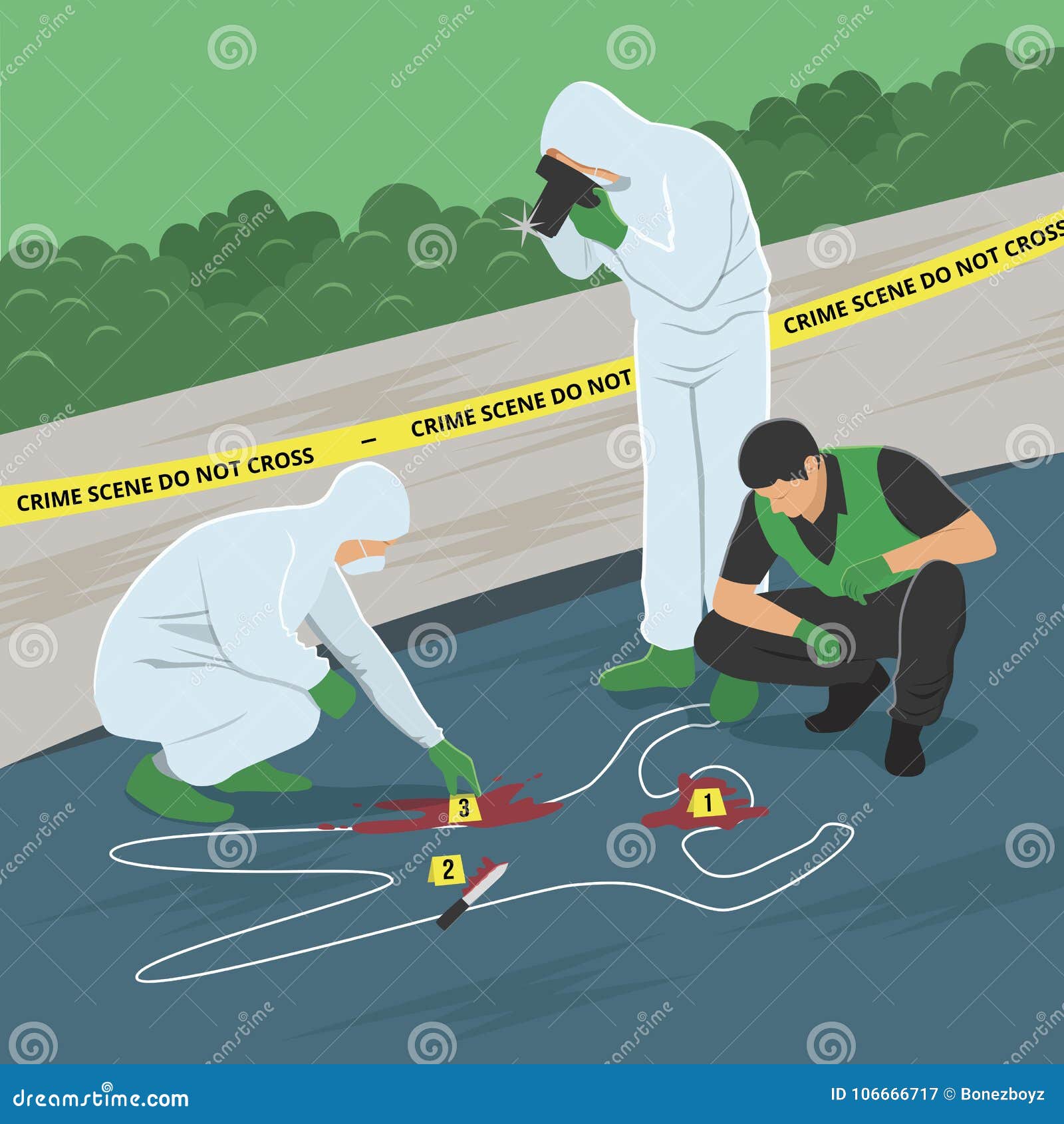 Crime Scene Investigation Vector Illustration Stock Vector