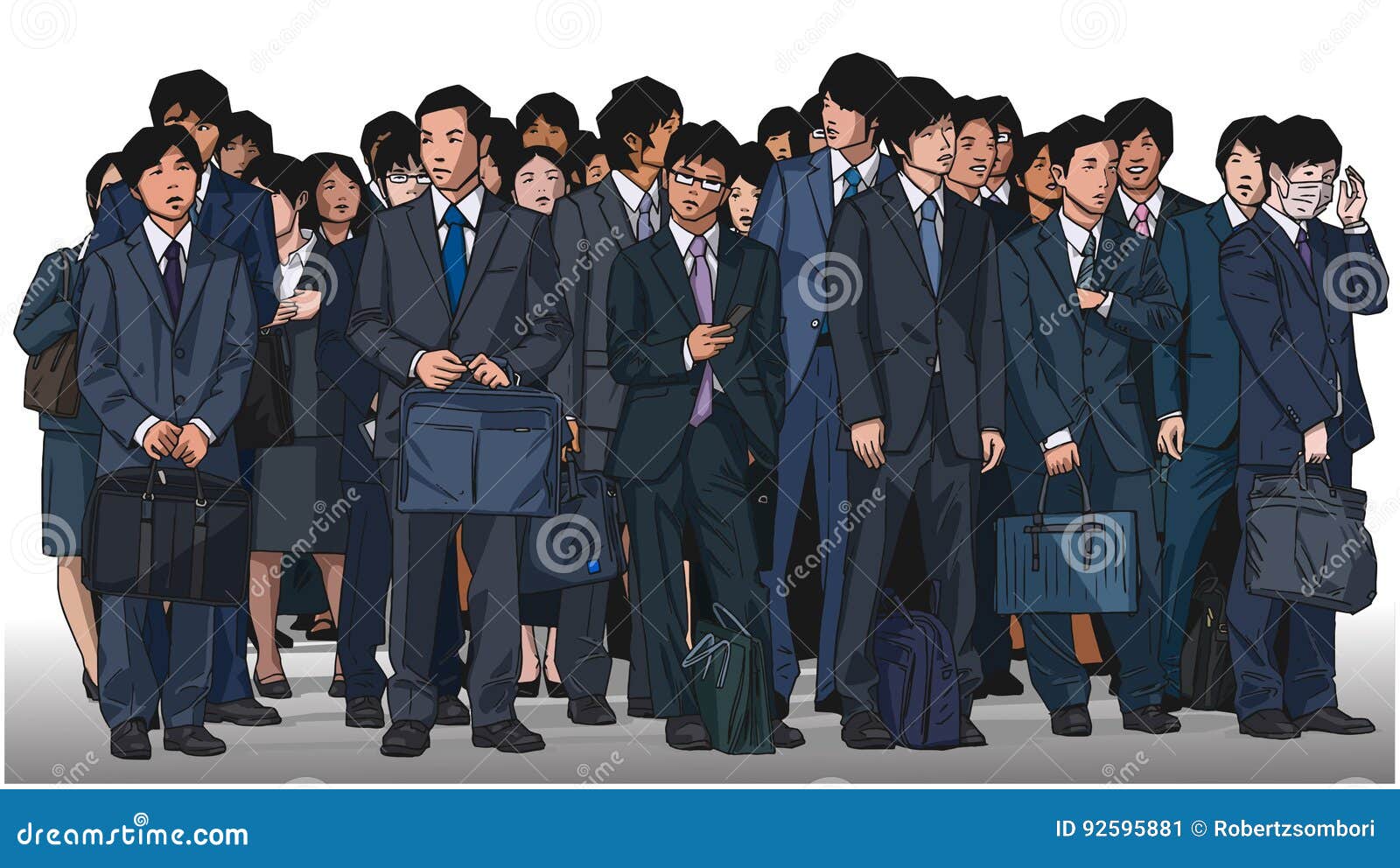 Illustration of Crowd of Asian Office Workers in Color Stock Illustration -  Illustration of lawyer, crowd: 92595881