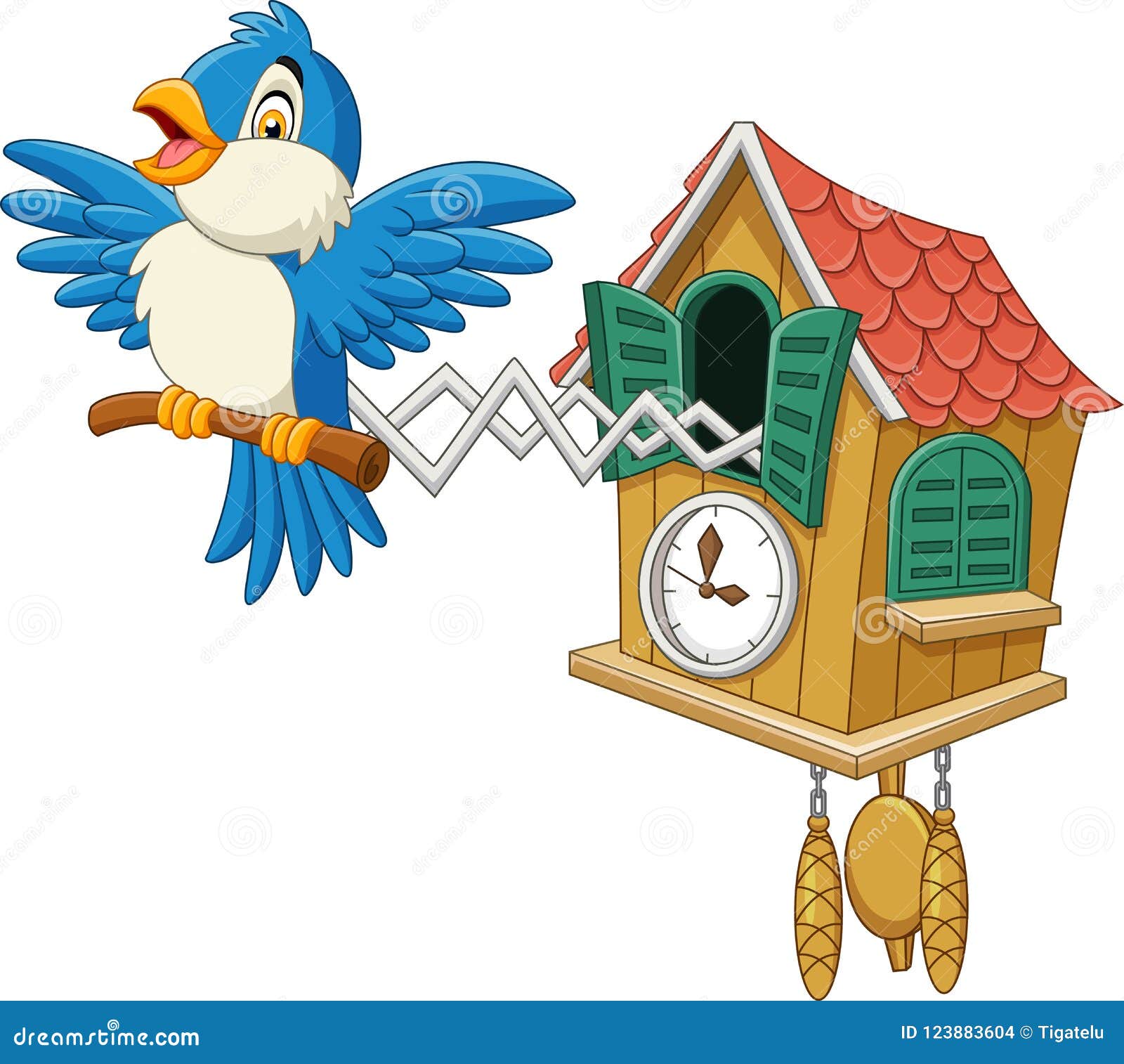 cuckoo clock with blue bird chirping
