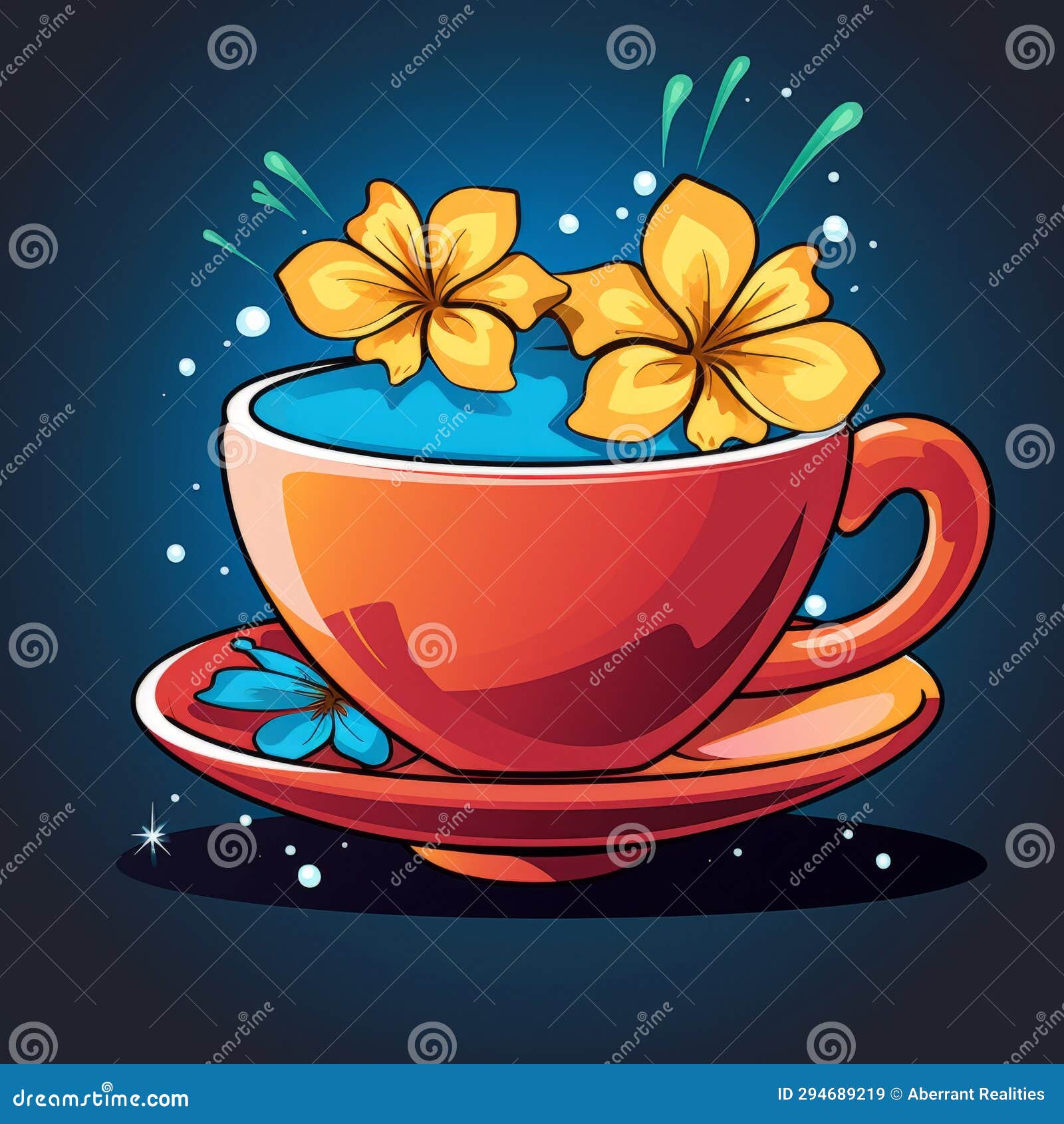 Illustration of a Cup of Coffee with Flowers Stock Illustration