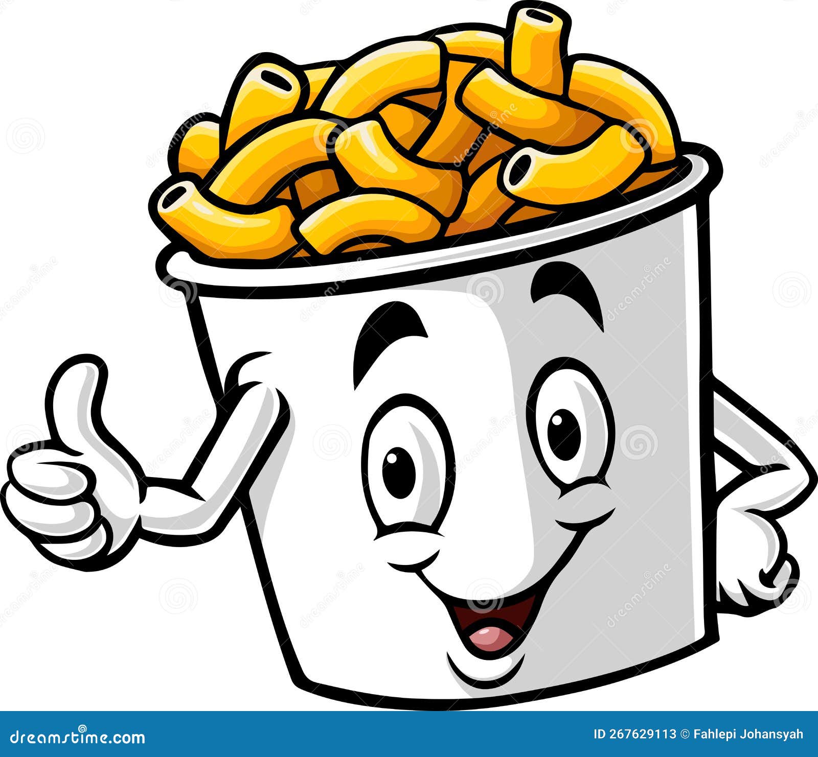 cup of macaroni mascot character giving thumb up