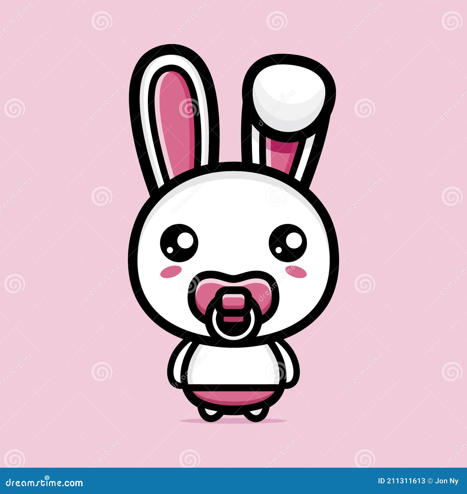 Cute Baby Bunny Cartoon Character Sucking on the Pacifier Stock Vector -  Illustration of greeting, animal: 211311613