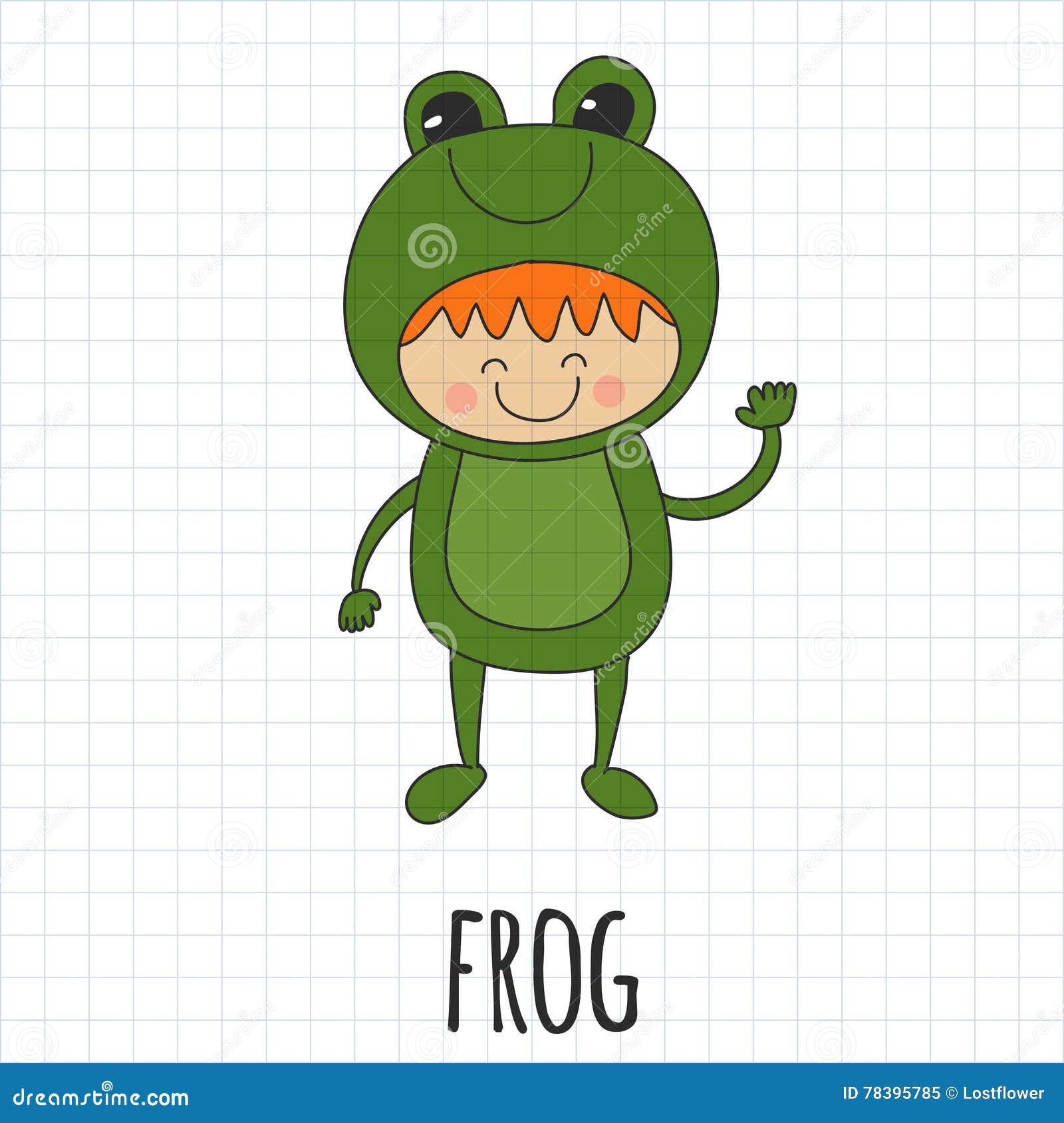 Illustration of Cute Baby Wearing Frog Costume Stock Vector