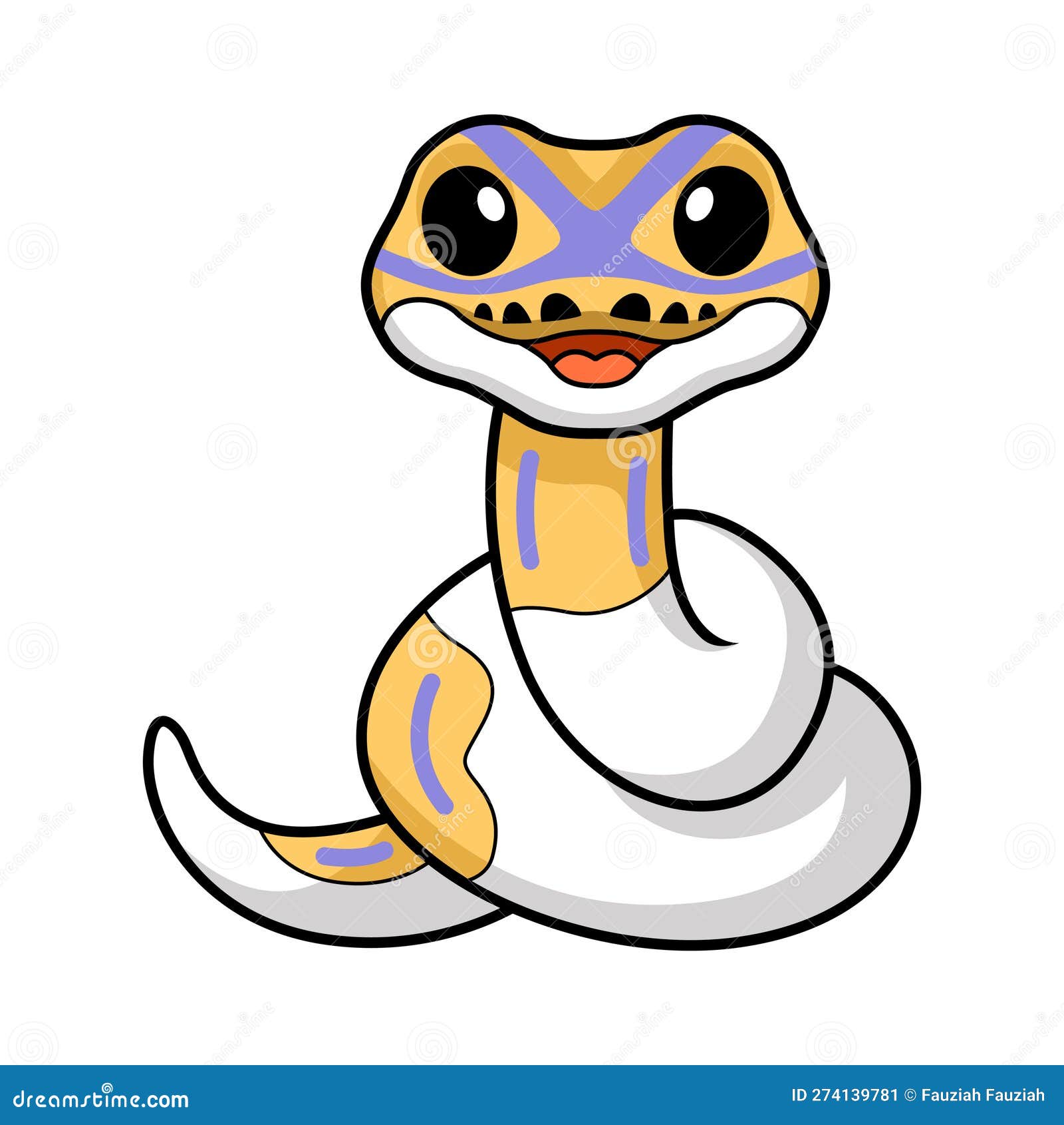 Cute Banana Pied Ball Python Cartoon Stock Vector Illustration of