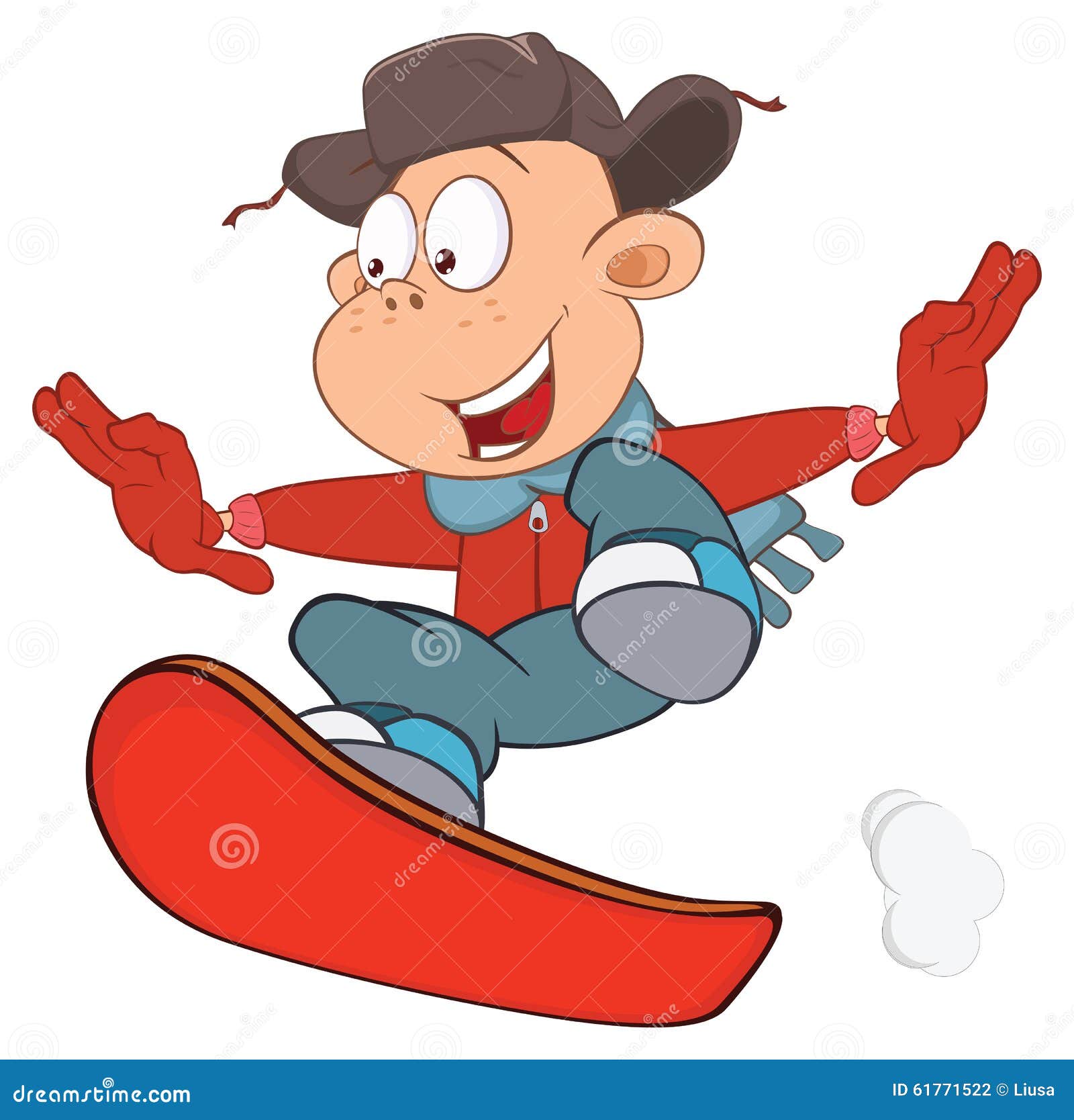 Illustration of Cute Boy Snowboarding. Cartoon Character Stock Vector