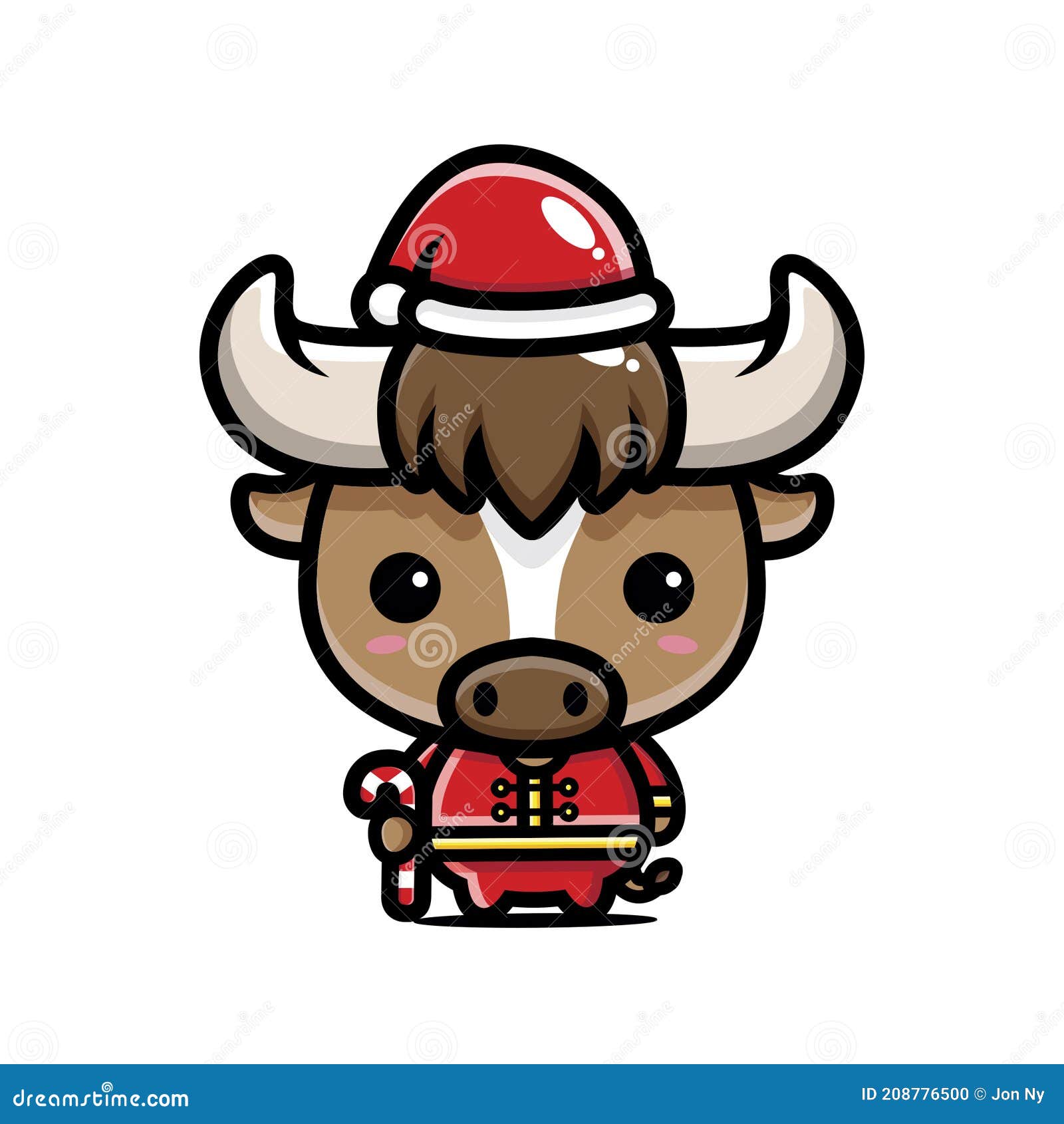 Cute Buffalo Animal Cartoon Characters Wearing Costumes To Celebrate the  Chinese New Year Stock Vector - Illustration of line, celebration: 208776500