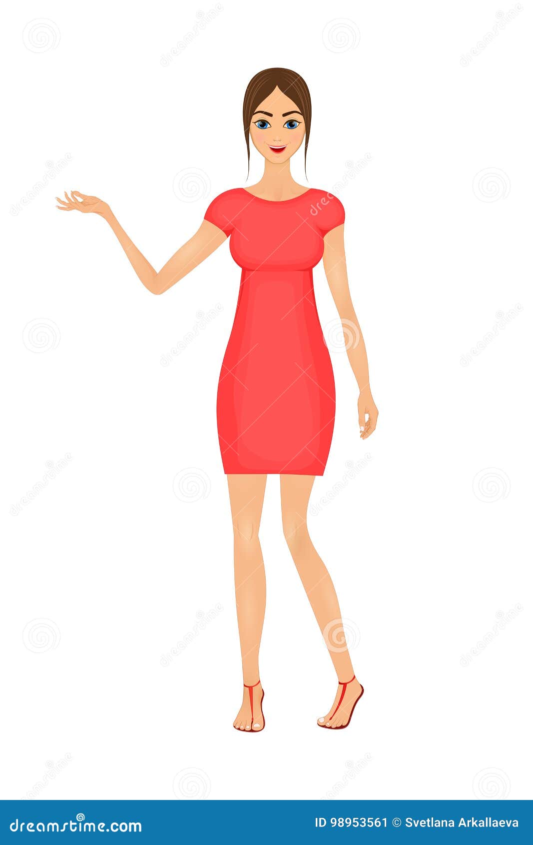 Illustration of Cute Cartoon Business Woman in a Red Dress Stock Vector ...