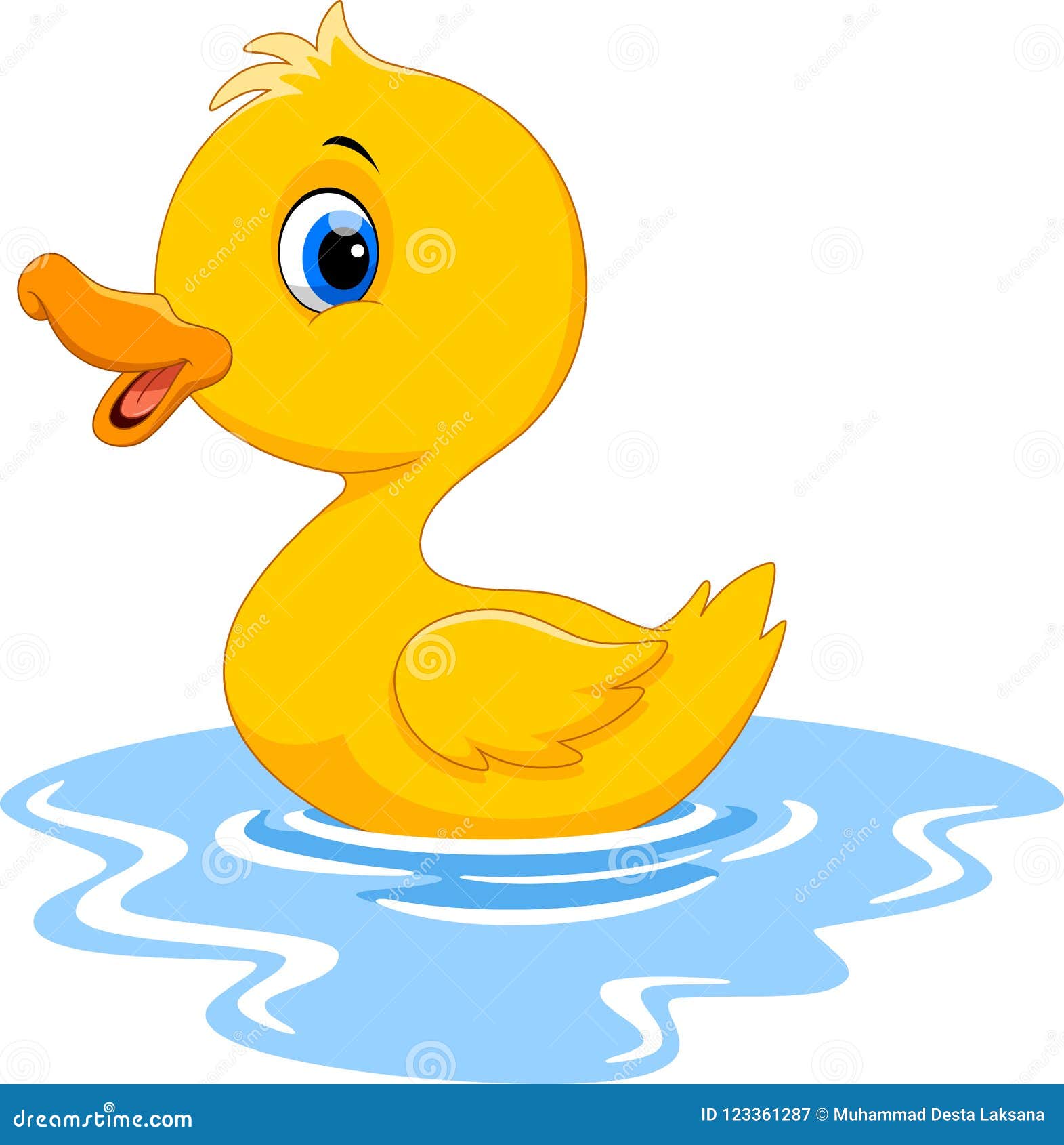 Cute Cartoon Duck Swimming. Funny And Adorable Stock Illustration -  Illustration Of Cartoon, Feather: 123361287