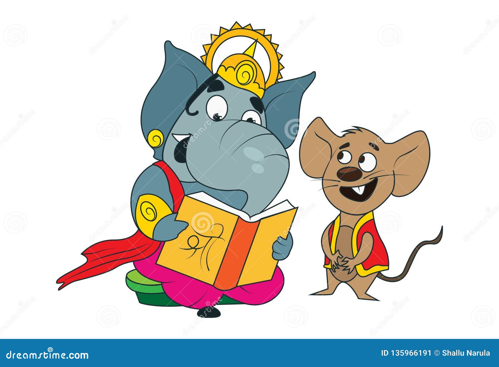 Illustration of Cute Cartoon Ganesha Stock Vector - Illustration of  ganapati, elephant: 135966191