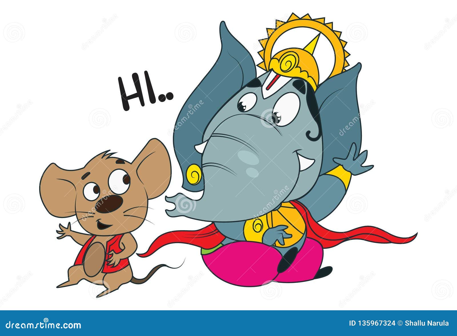 Illustration of Cute Cartoon Ganesha Stock Vector - Illustration of  happiness, festival: 135967324